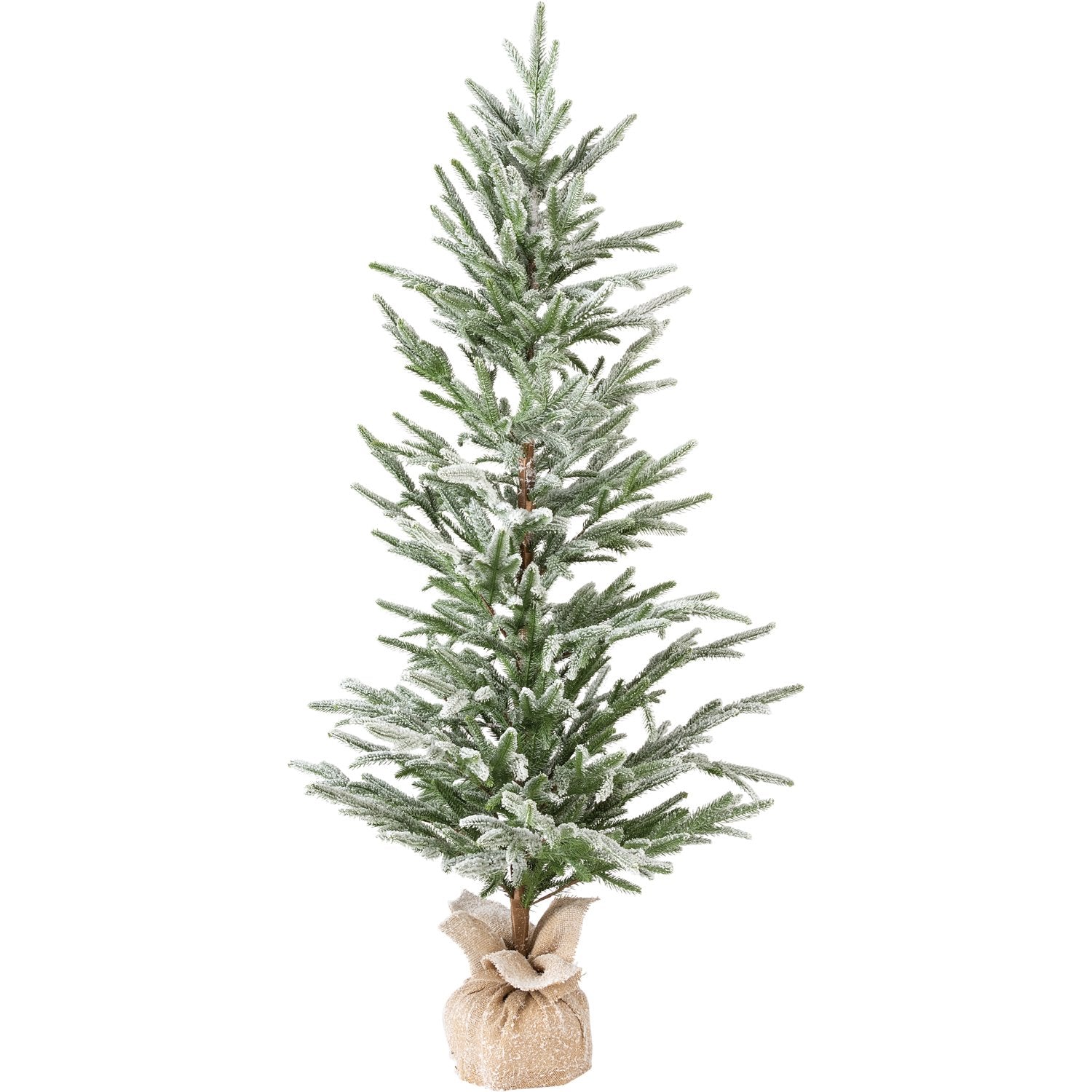 Elegant 60-inch Flocked Snow Artificial Christmas Tree with Burlap Base