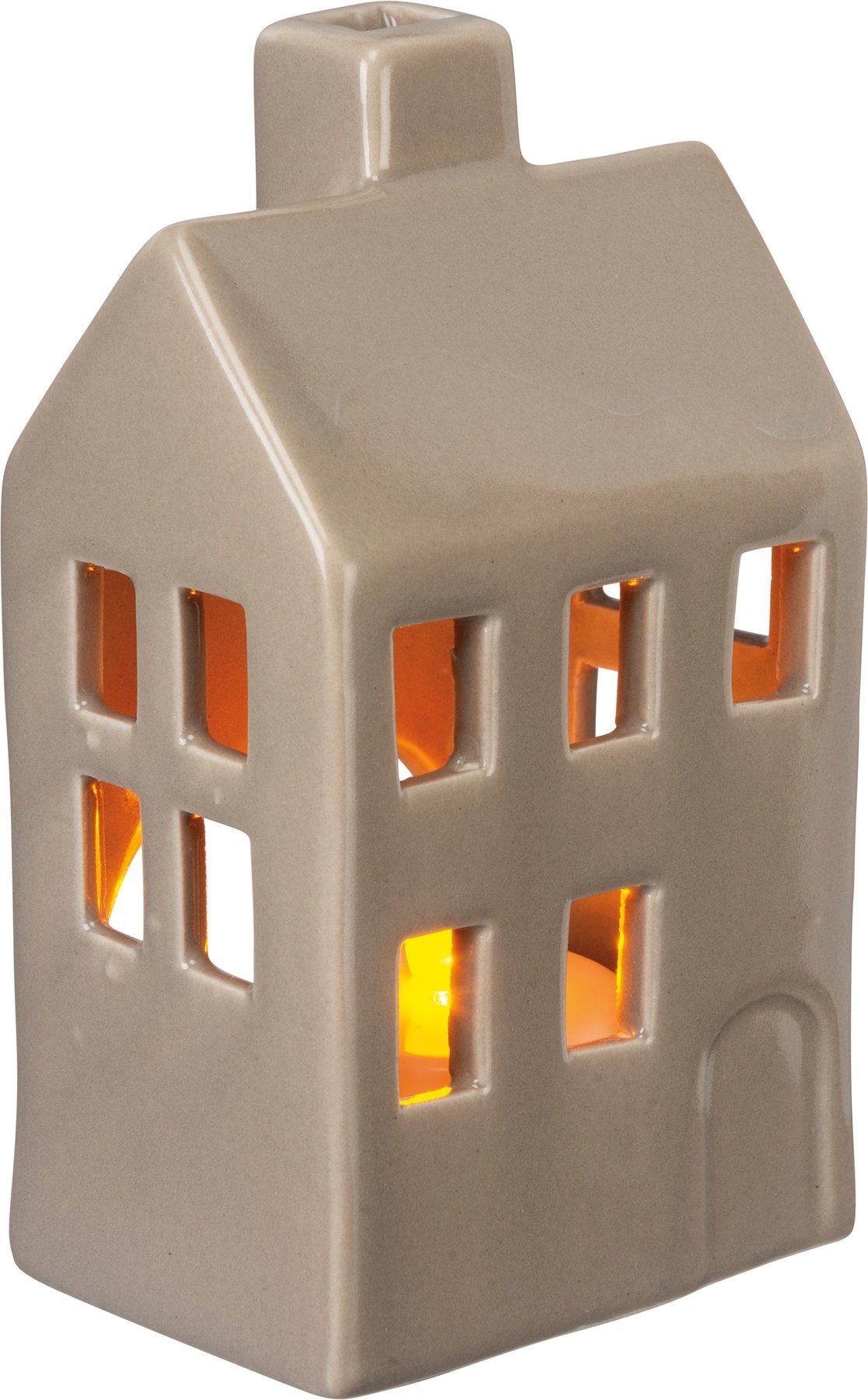 Charming Stoneware House Candle Holders Set - White & Gray Decor