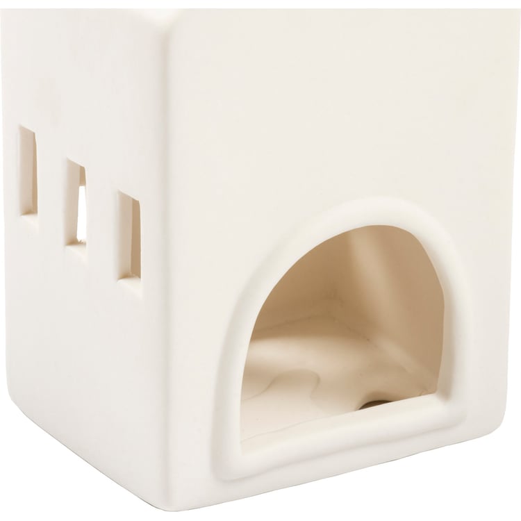 Charming Stoneware House Candle Holders Set - White & Gray Decor