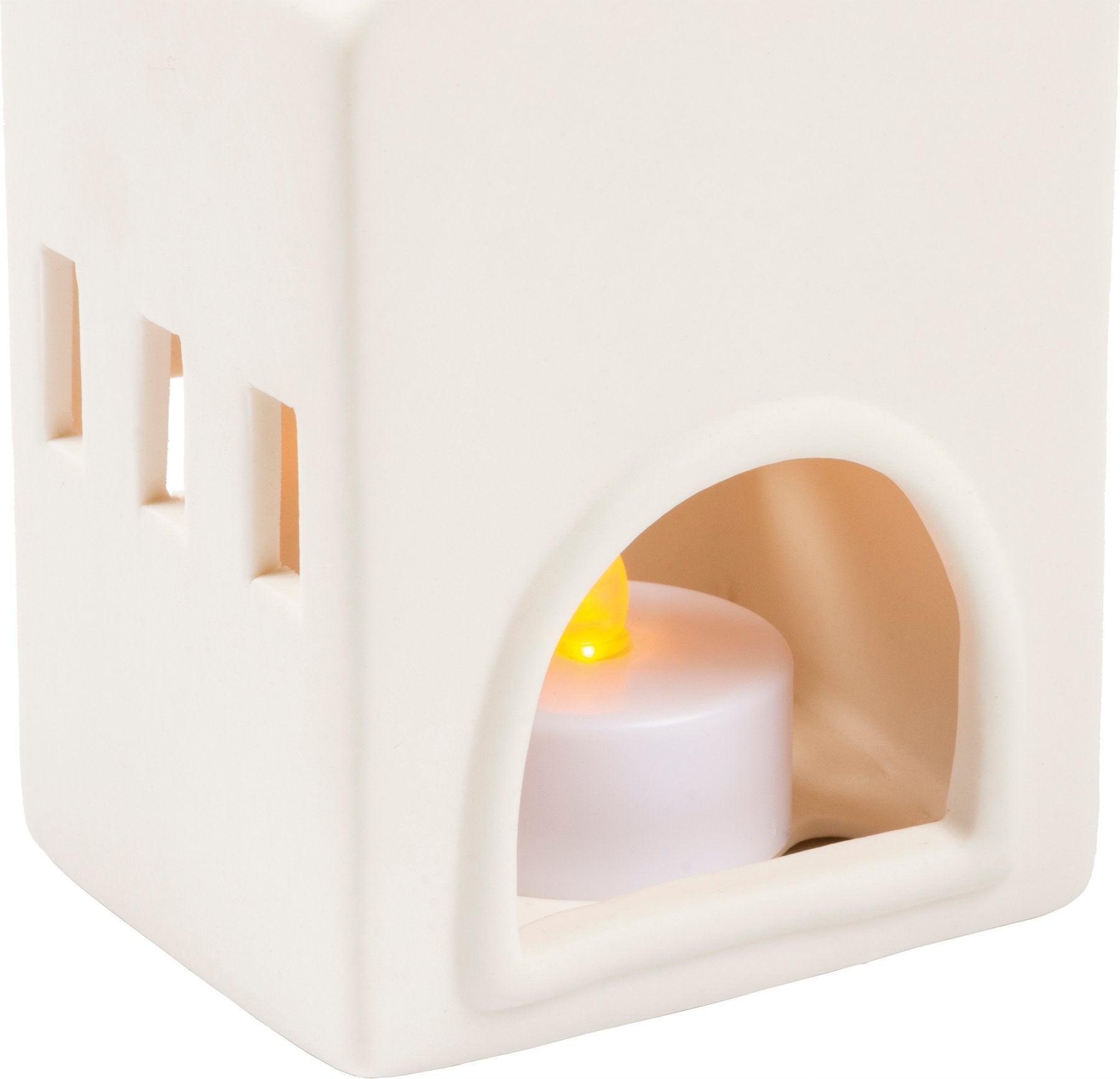 Charming Stoneware House Candle Holders Set - White & Gray Decor