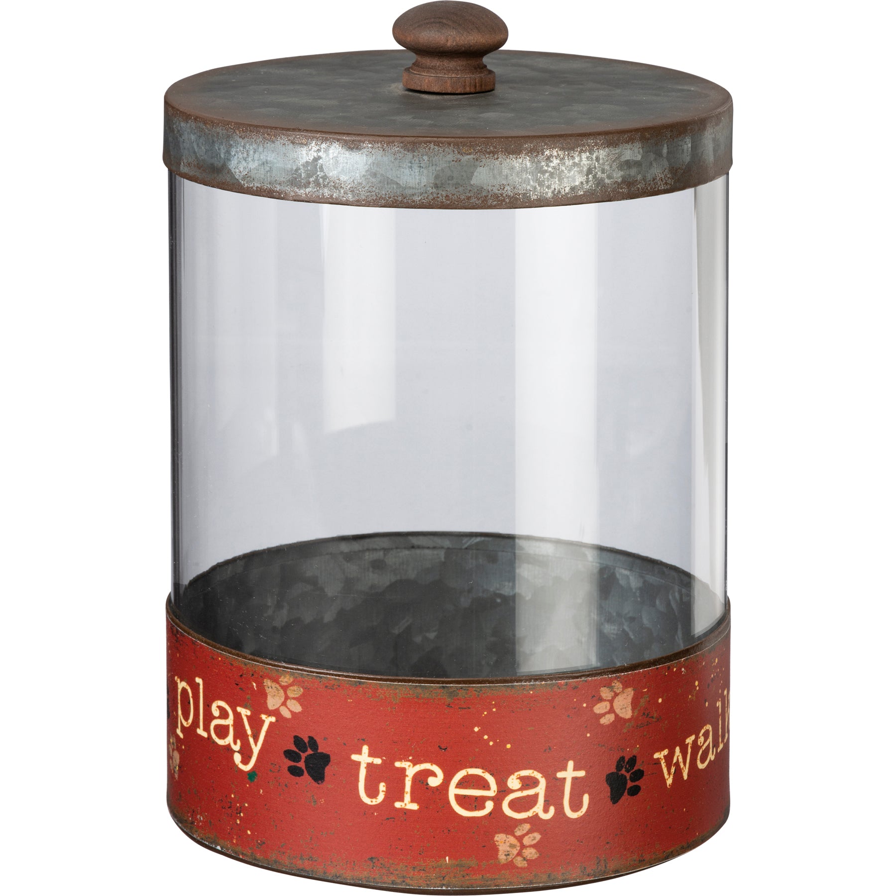 Charming Rustic Galvanized Glass Pet Treat Canister Set for Dogs