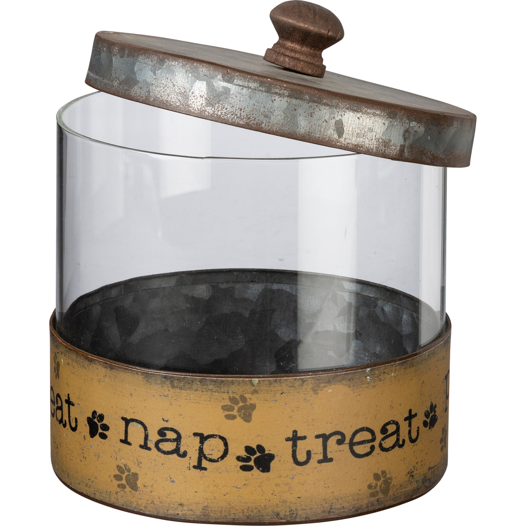 Charming Rustic Galvanized Glass Pet Treat Canister Set for Dogs