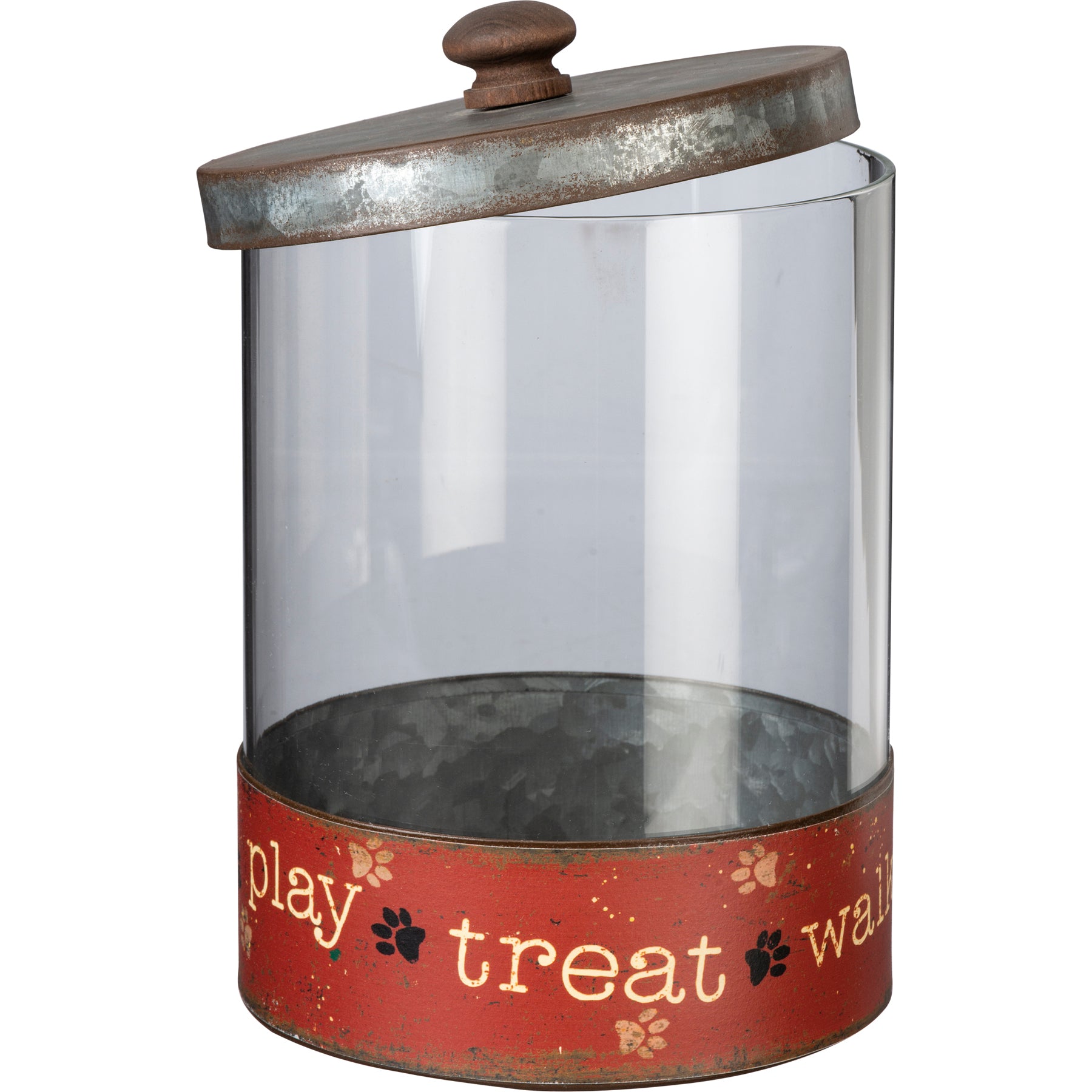 Charming Rustic Galvanized Glass Pet Treat Canister Set for Dogs