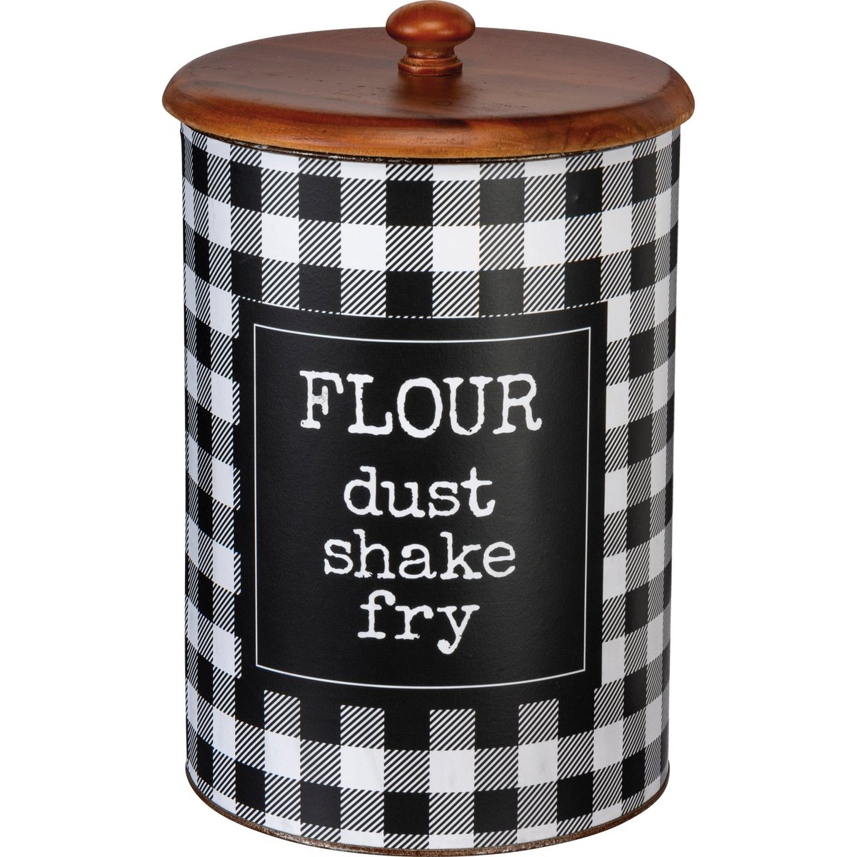 Primitives by Kathy Gingham Check Flour Sugar Coffee Canister Set with Wooden Lids