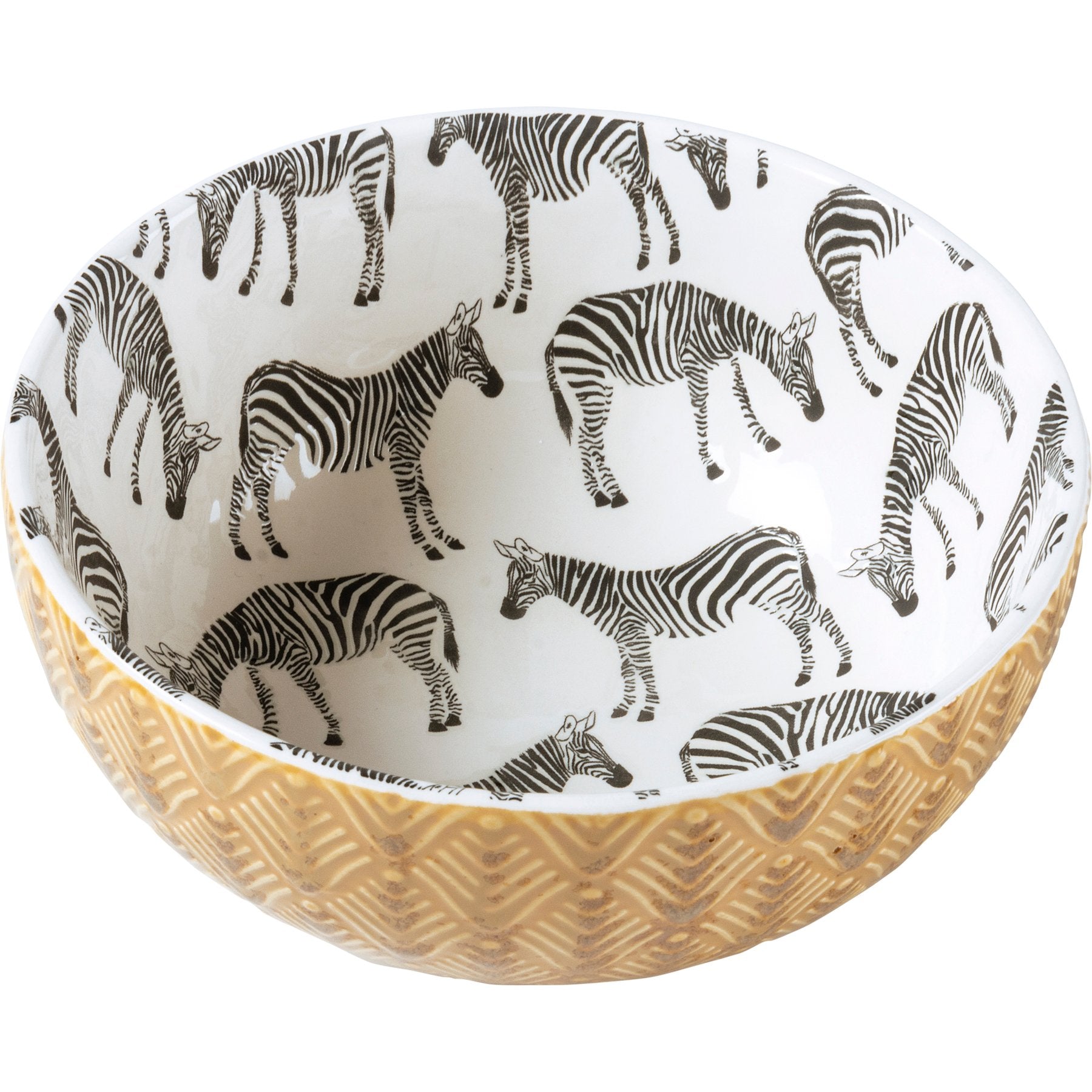 Chic Zebra Print Stoneware Serving Bowl Set - Artisanal Collection, 3-Piece