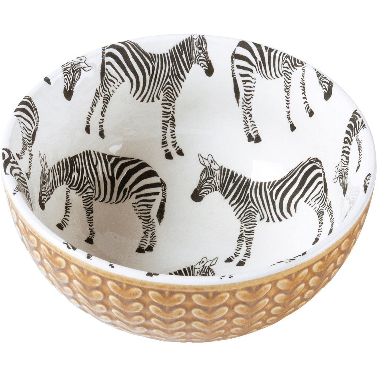 Chic Zebra Print Stoneware Serving Bowl Set - Artisanal Collection, 3-Piece