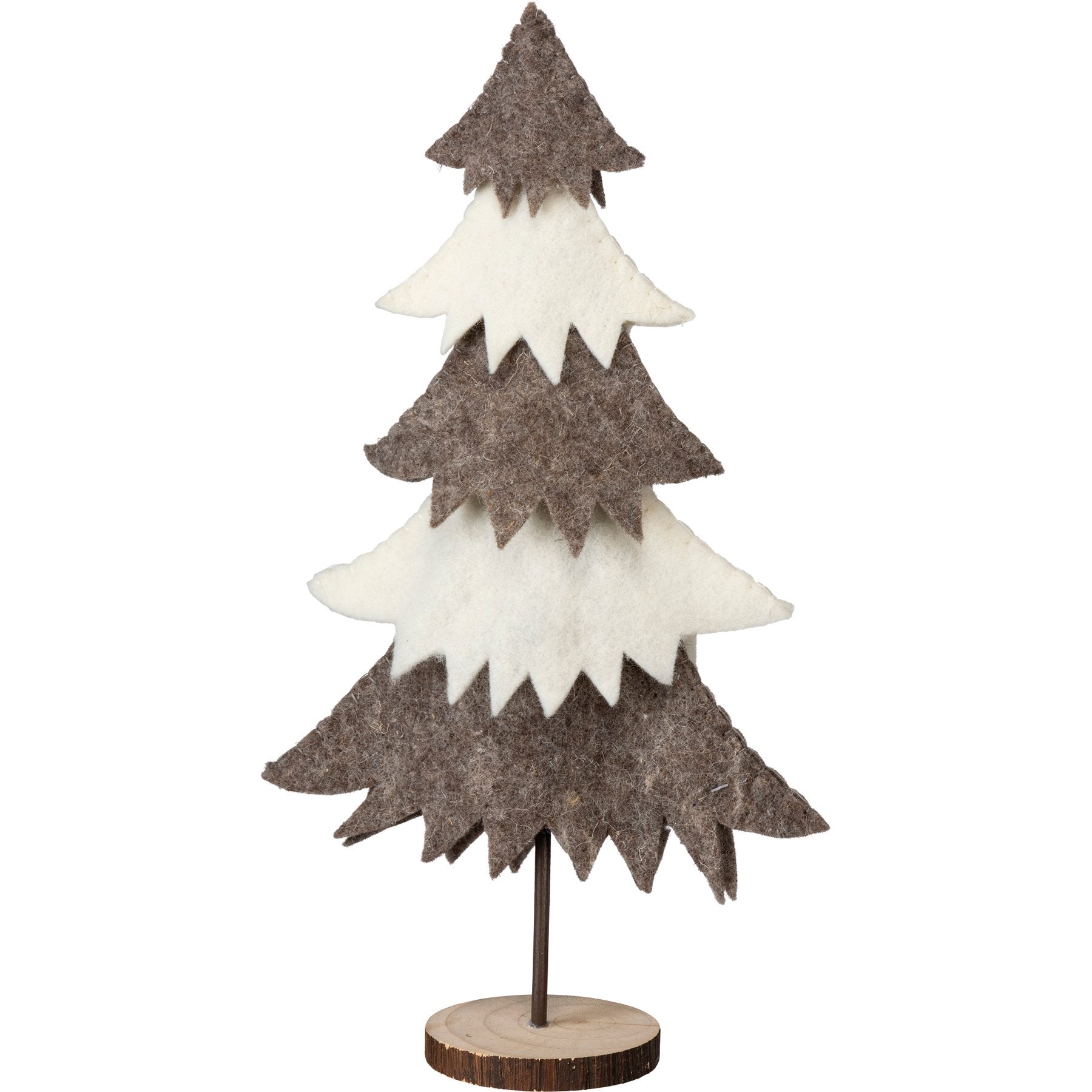 Charming Black & White Tiered Felt Decorative Tree Set with Wooden Bases
