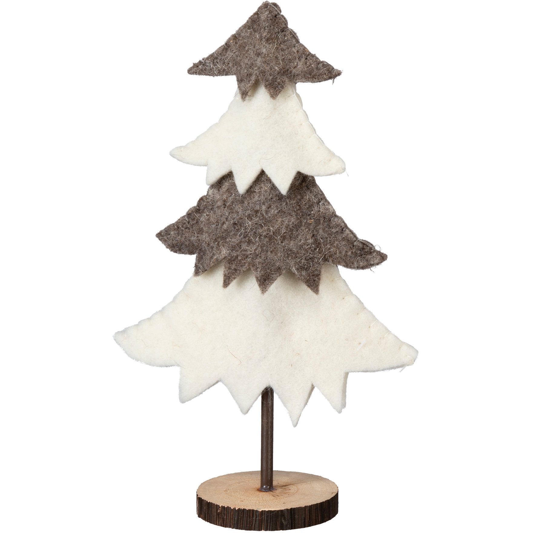 Charming Black & White Tiered Felt Decorative Tree Set with Wooden Bases