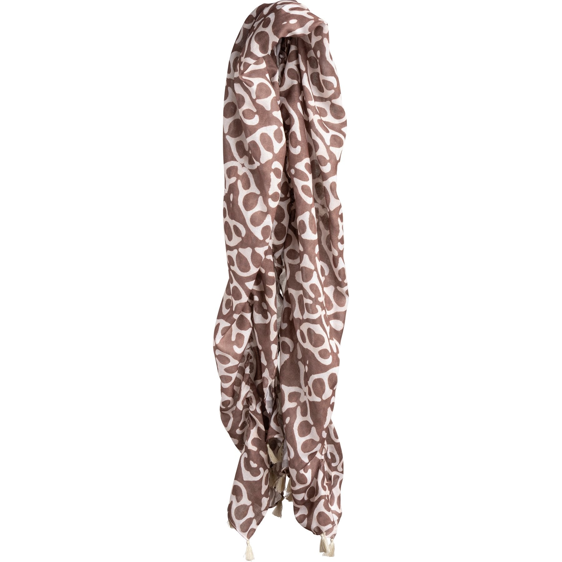 Artisanal Willow Polyester Scarf with Tassels - Bohemian Design Fashion Accessory