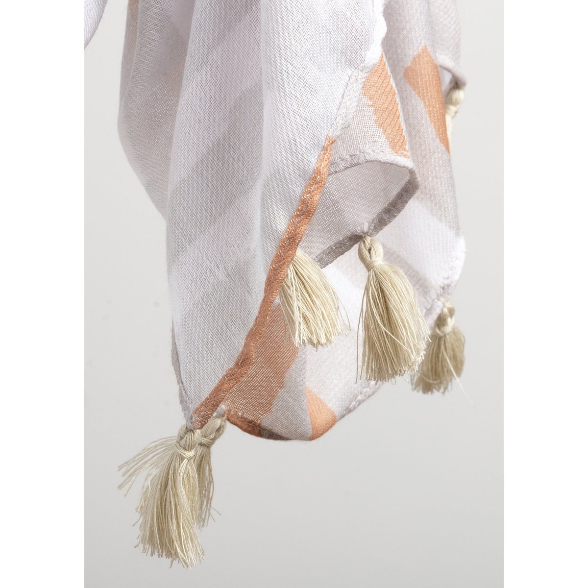 Bohemian Parker Scarf: Artisanal Patterned Polyester Tassel Scarf by Primitives by Kathy