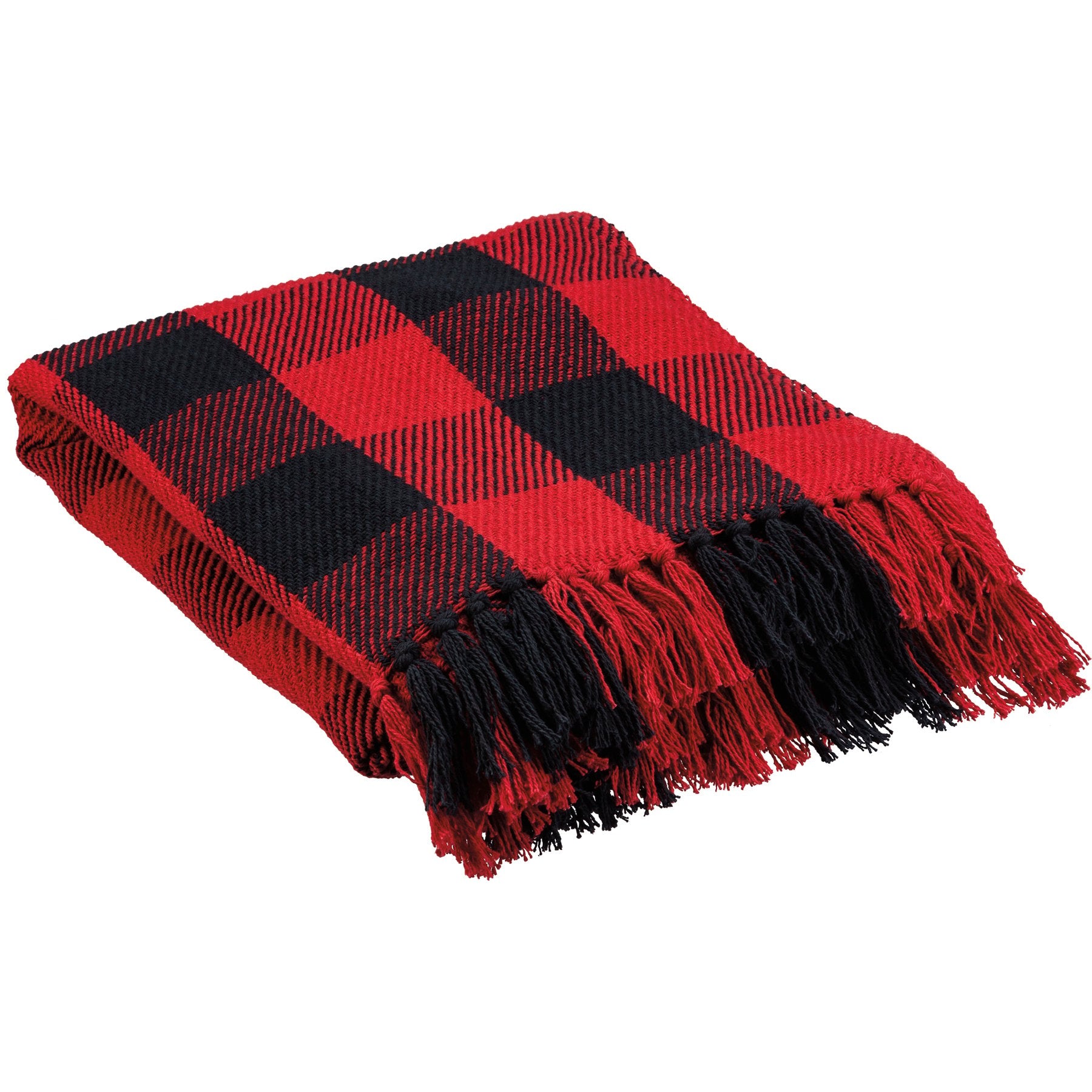 Cozy Red Black Buffalo Check Cotton Throw Blanket with Fringes by Primitives Kathy