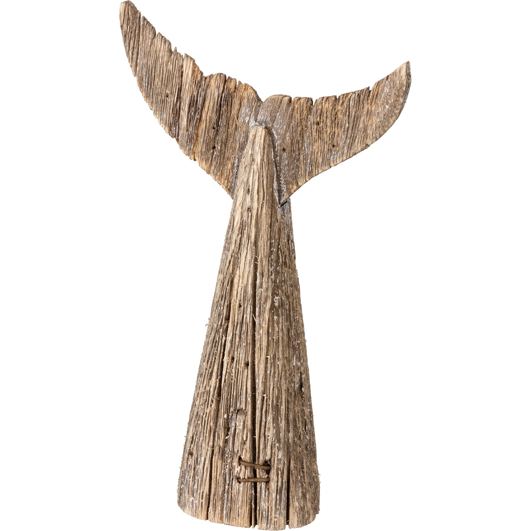 Medium Wooden Driftwood Whale Tail Sitter - Nautical Beach Home Accent