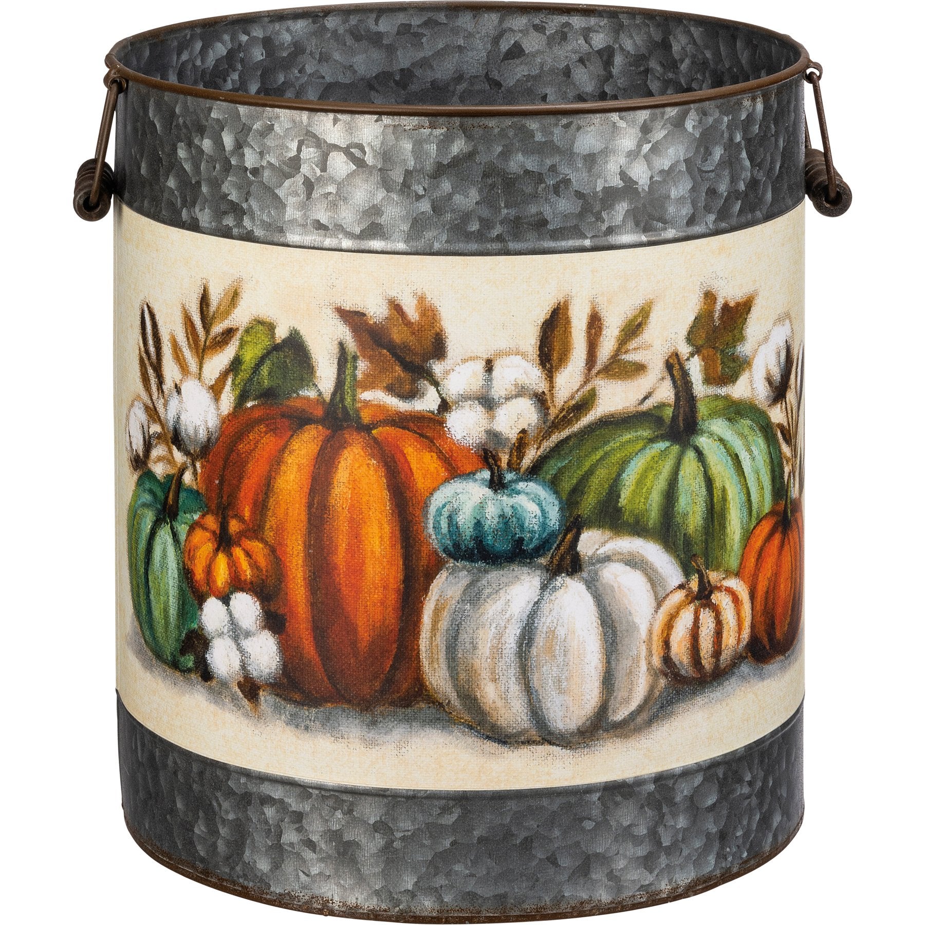 Charming Galvanized Pumpkin Bucket Set for Rustic Fall Harvest Decor