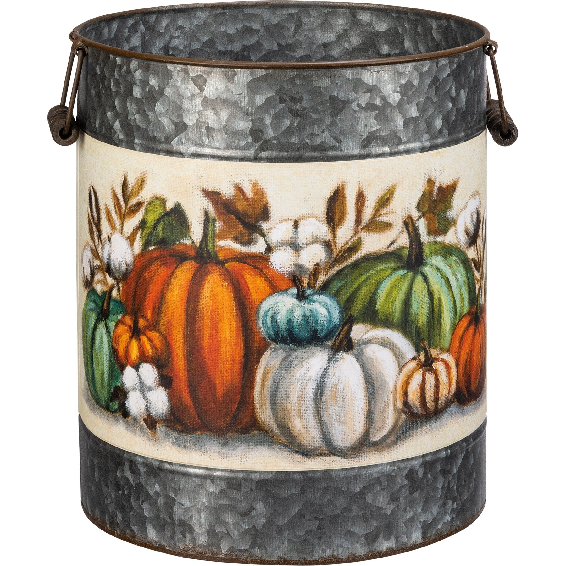 Charming Galvanized Pumpkin Bucket Set for Rustic Fall Harvest Decor