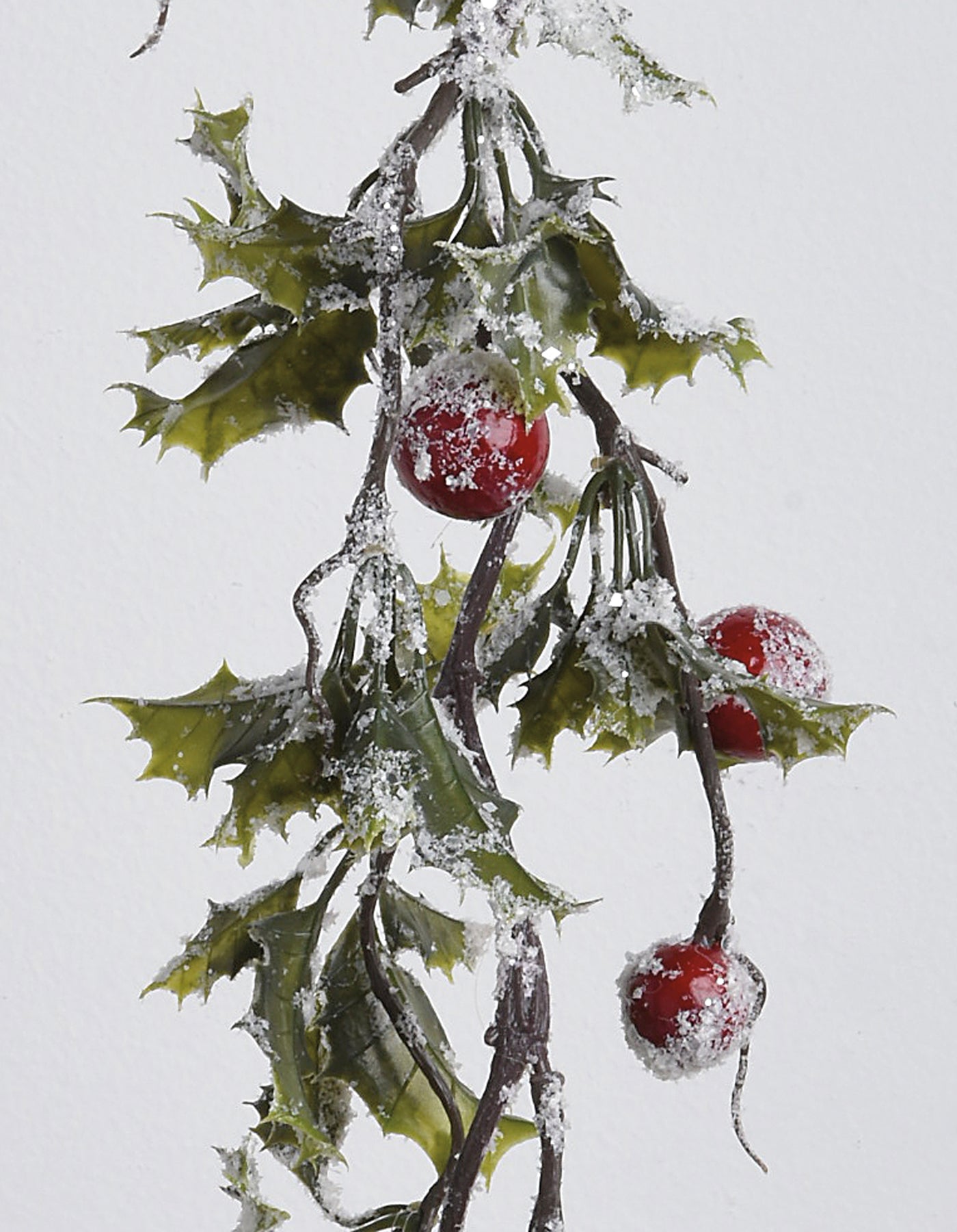Festive 66-Inch Holly Garland with Snowy Mica Berries for Christmas Decor