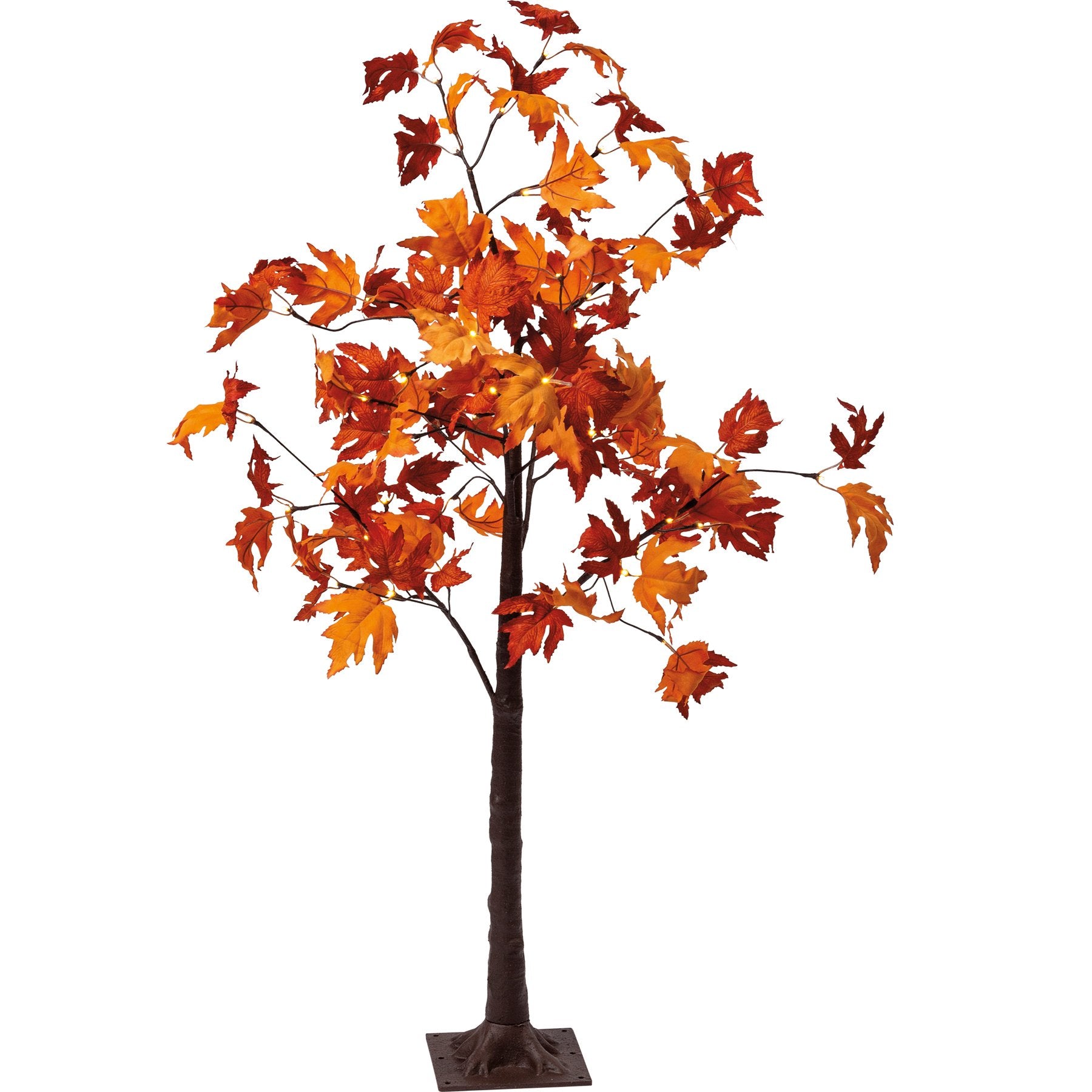 4-Foot Lighted Fall Maple Tree, Indoor Electric Autumn Decor & Twinkle Lights