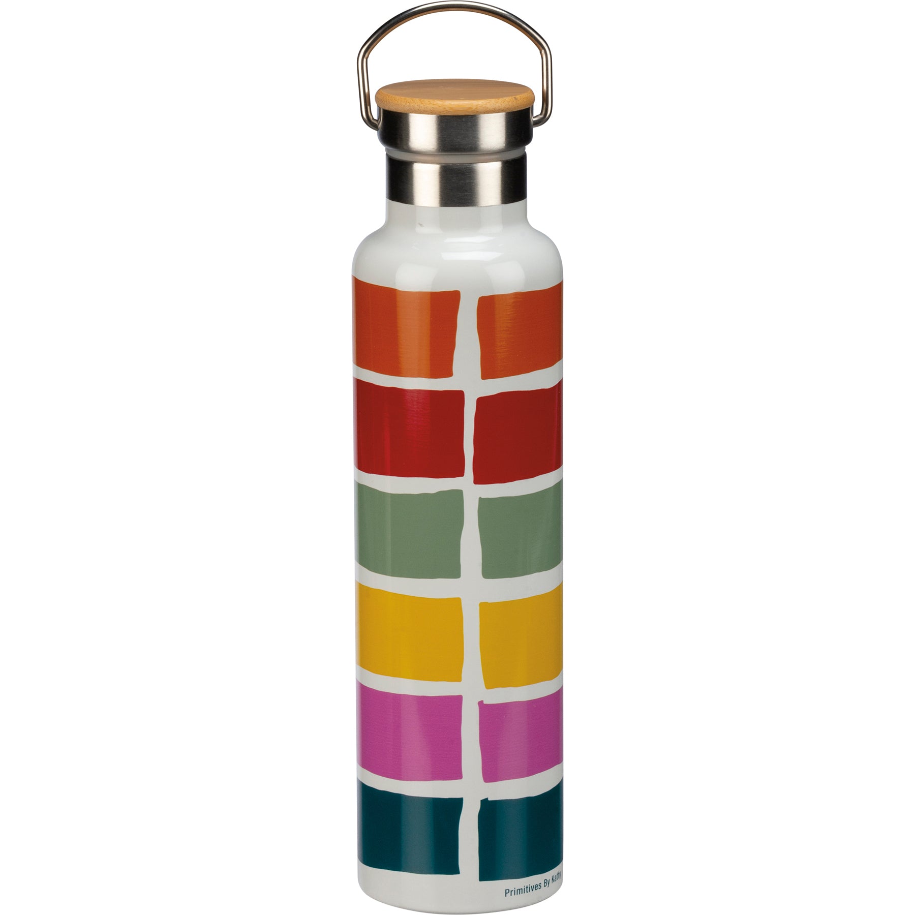 Inspiring Rainbow Stainless Steel Insulated Water Bottle with Bamboo Lid, 25 Oz