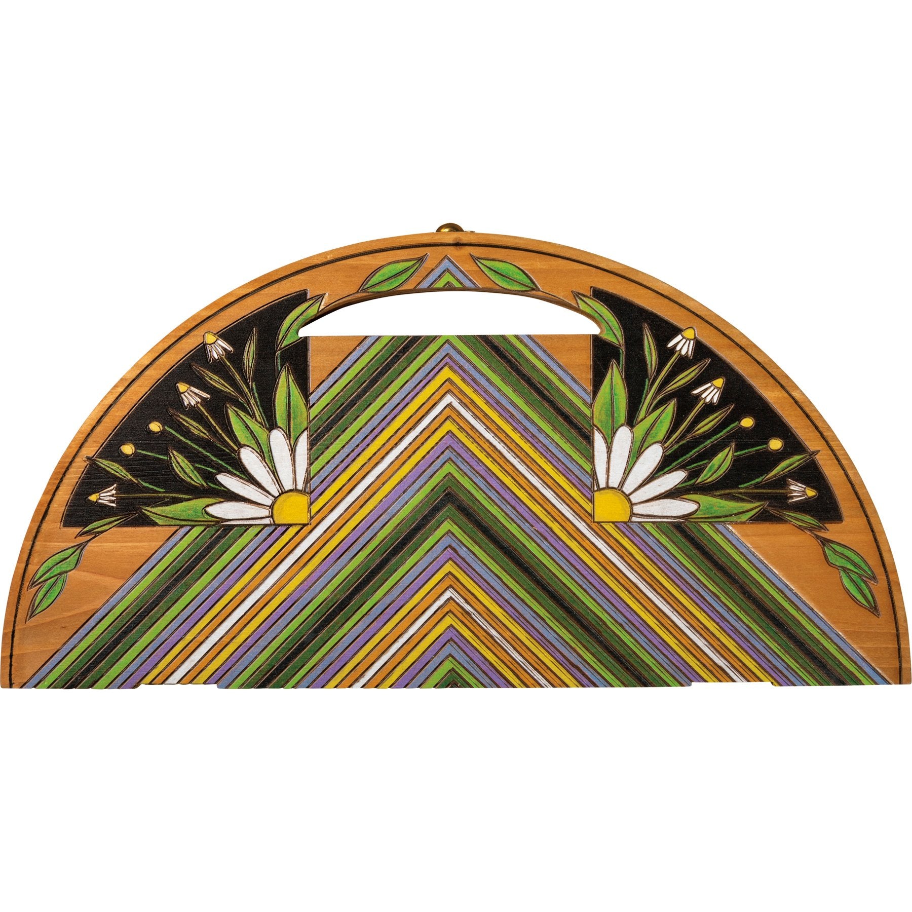 Wooden Travel Mancala Board Game with Vibrant Wood Burned Designs