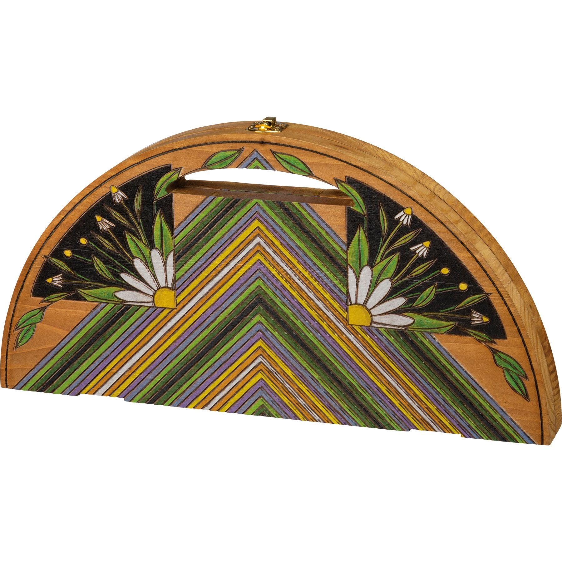 Wooden Travel Mancala Board Game with Vibrant Wood Burned Designs
