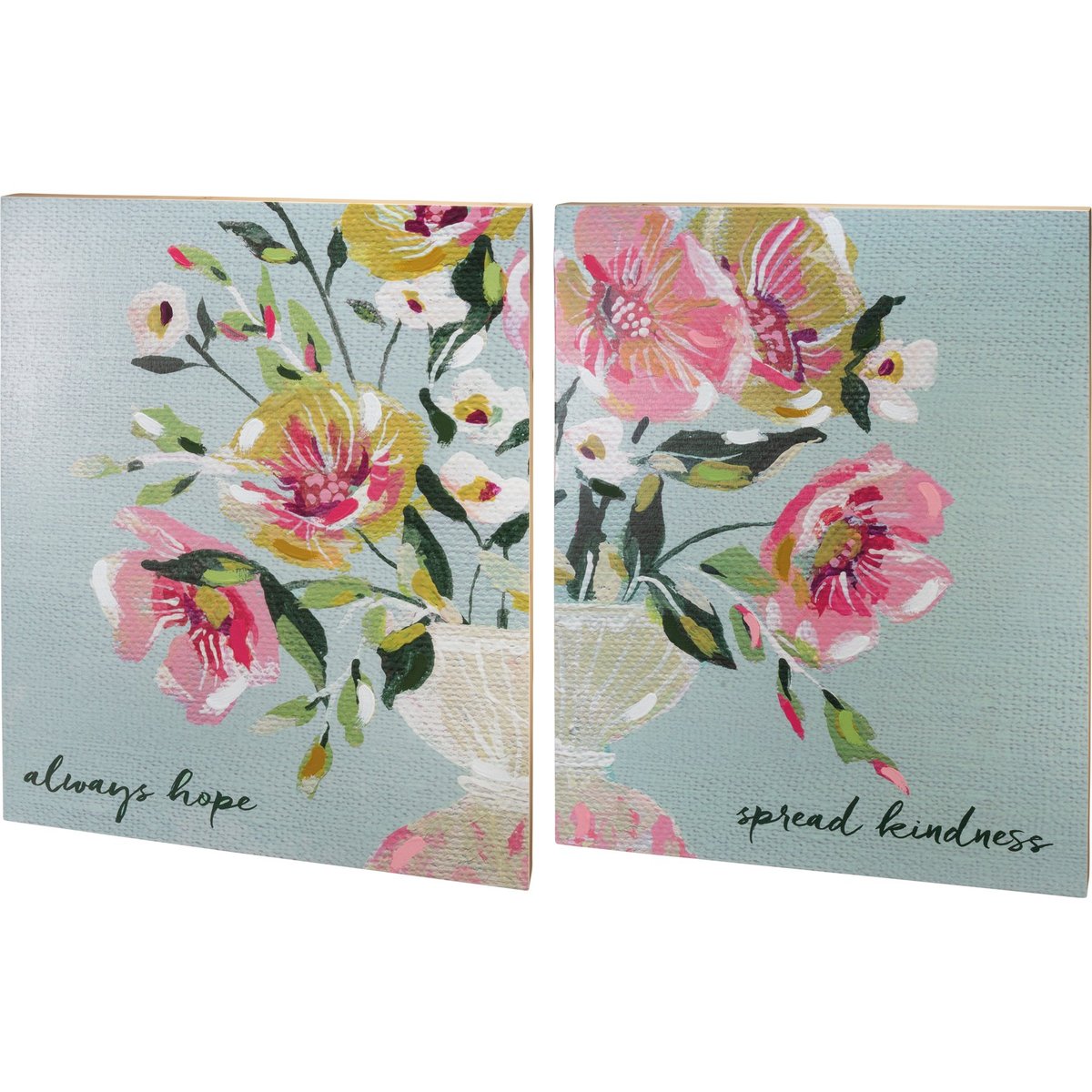 Inspiring Botanical Always Hope Spread Kindness Wood Box Sign Set Decor