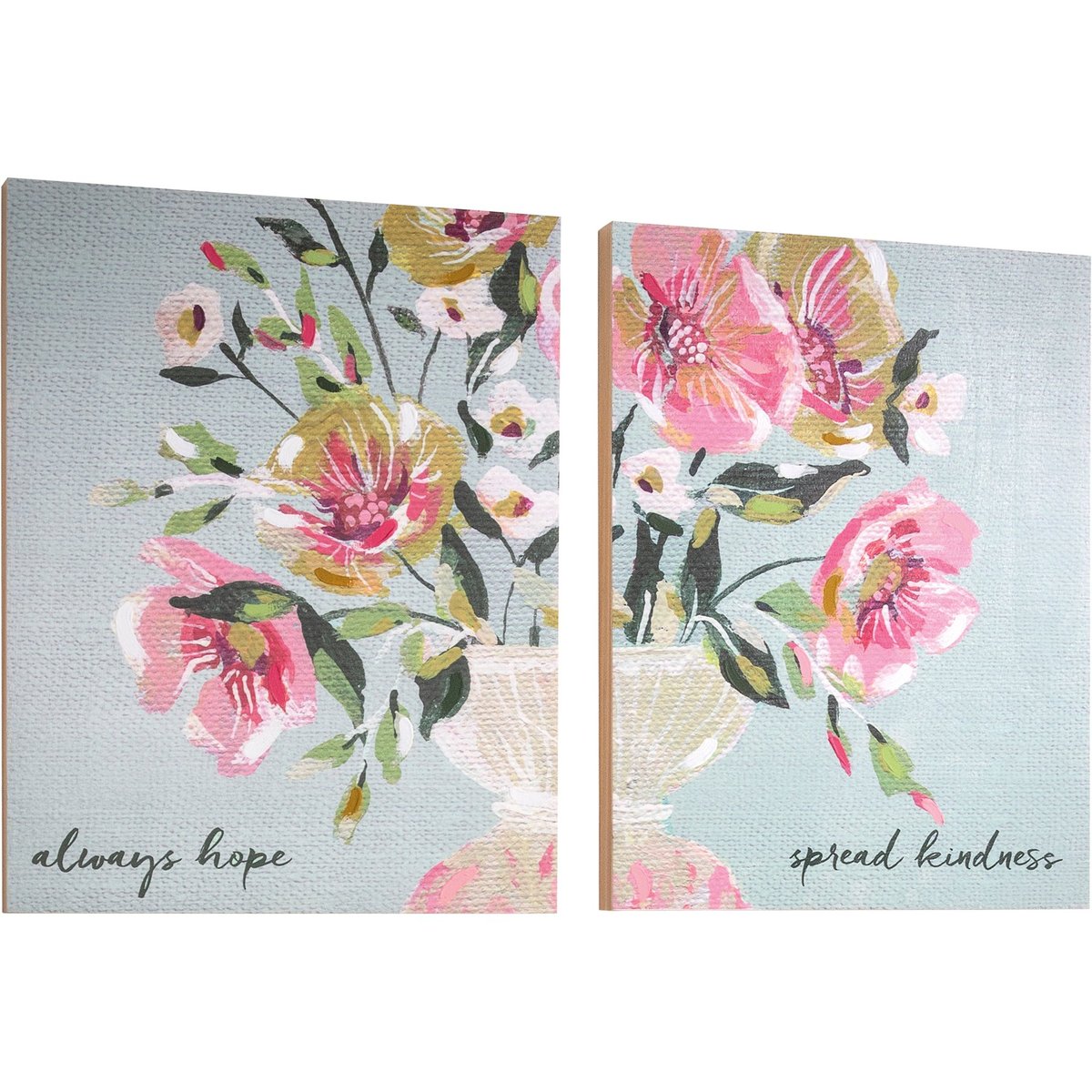 Inspiring Botanical Always Hope Spread Kindness Wood Box Sign Set Decor