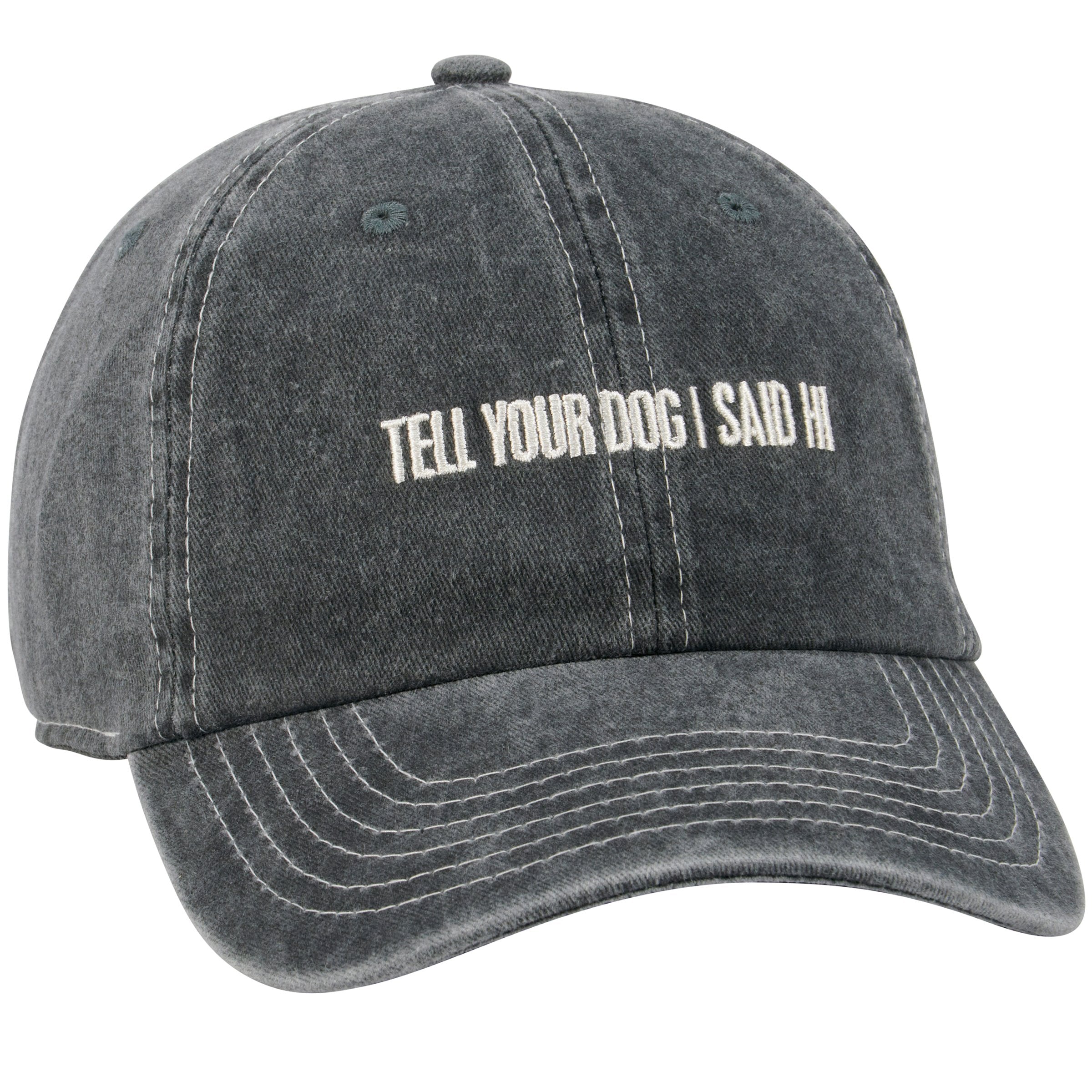 Funny "Tell Your Dog I Said Hi" Embroidered Washed Cotton Baseball Cap