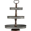 Chic Farmhouse 3-Tiered Oval Galvanized Metal Serving Tray & Display Stand