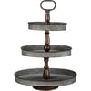 Chic Farmhouse 3-Tiered Oval Galvanized Metal Serving Tray & Display Stand