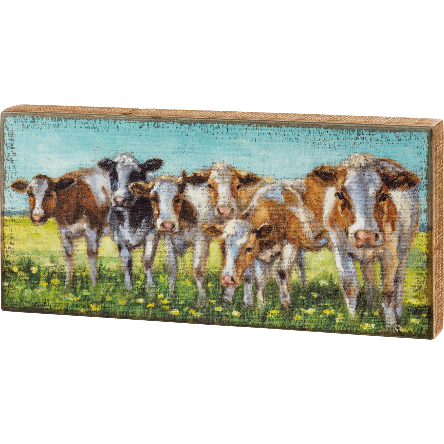 Charming Rustic Farmhouse Cow Rows Wooden Box Sign Art Decor