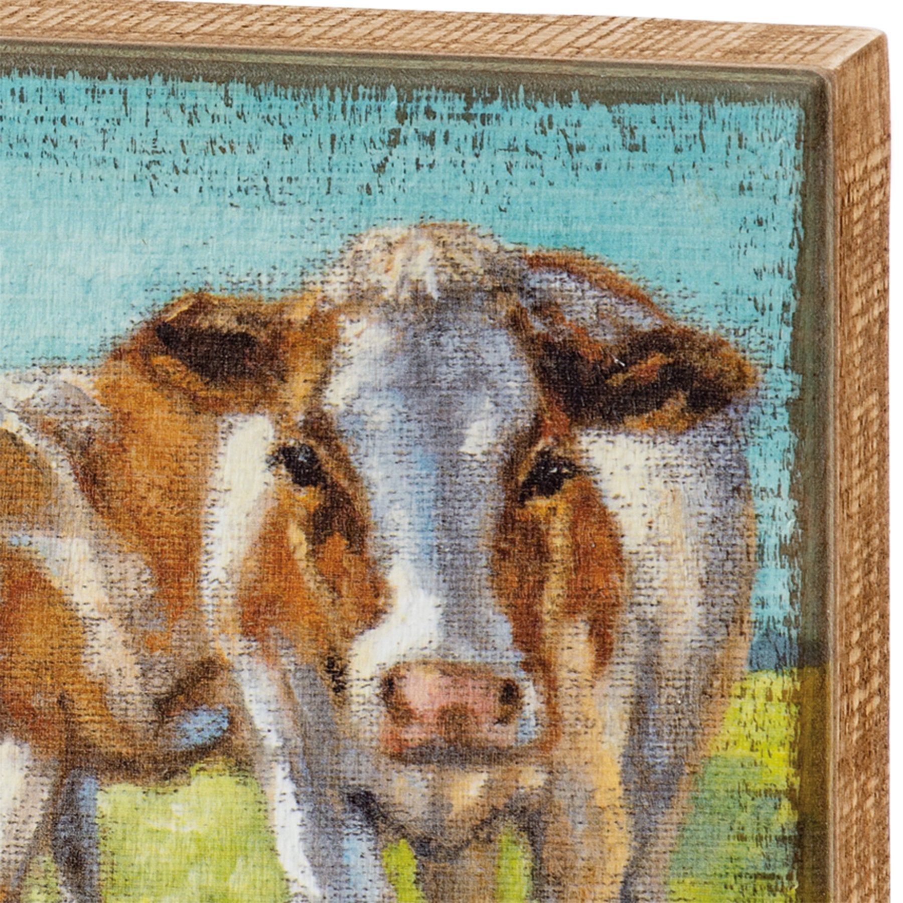 Charming Rustic Farmhouse Cow Rows Wooden Box Sign Art Decor