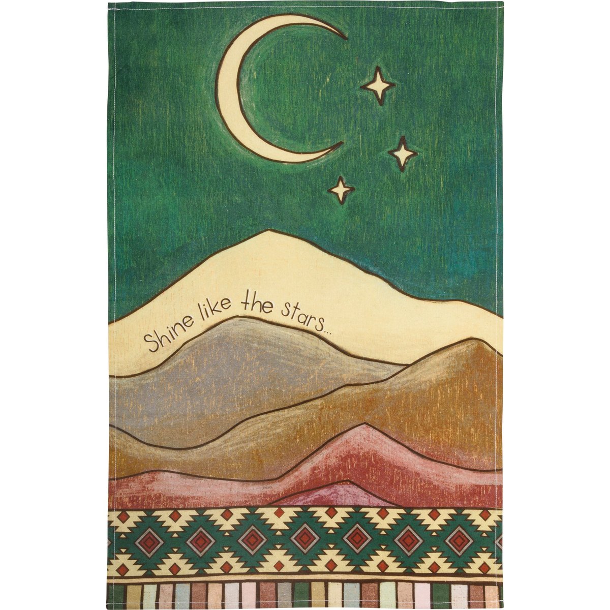 Inspirational Cotton Kitchen Towel: 'Shine Like The Stars' Woodburned Desert Design