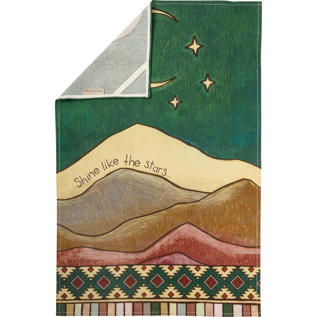 Inspirational Cotton Kitchen Towel: 'Shine Like The Stars' Woodburned Desert Design