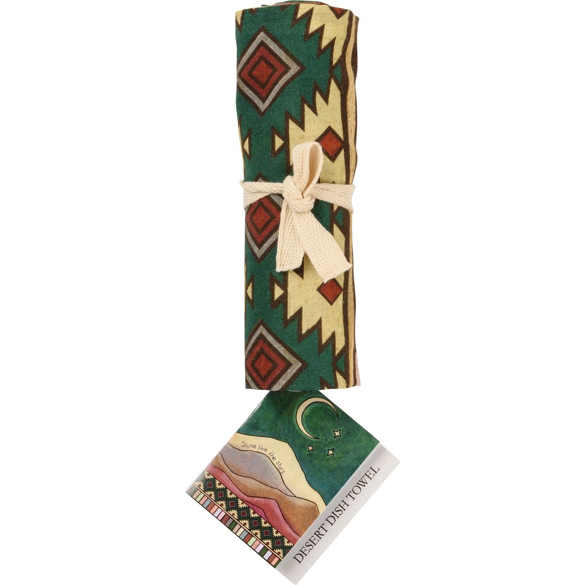 Inspirational Cotton Kitchen Towel: 'Shine Like The Stars' Woodburned Desert Design