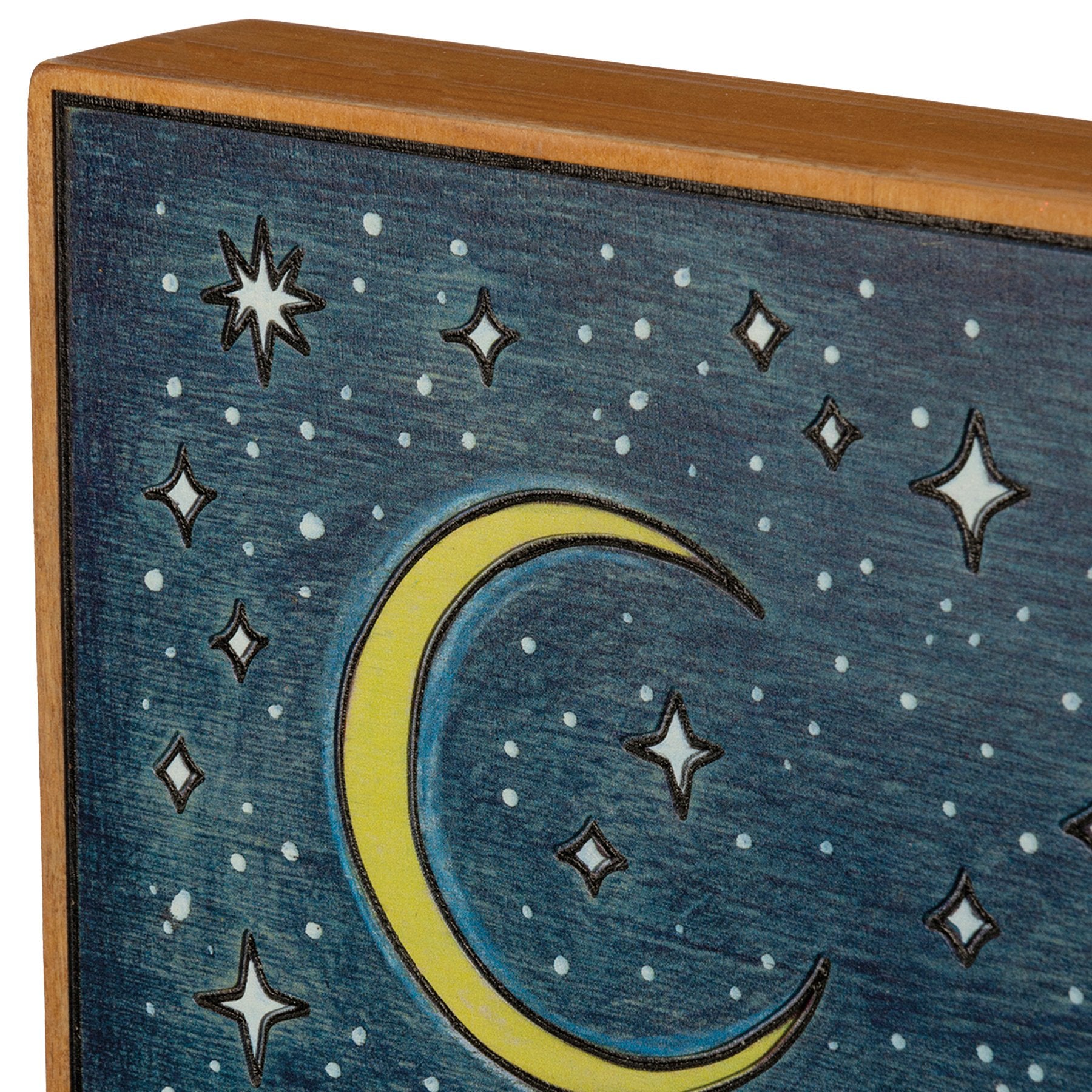 Inspiring Celestial Wood Box Sign: 'Never Stop Looking Up' Artful Home Decor