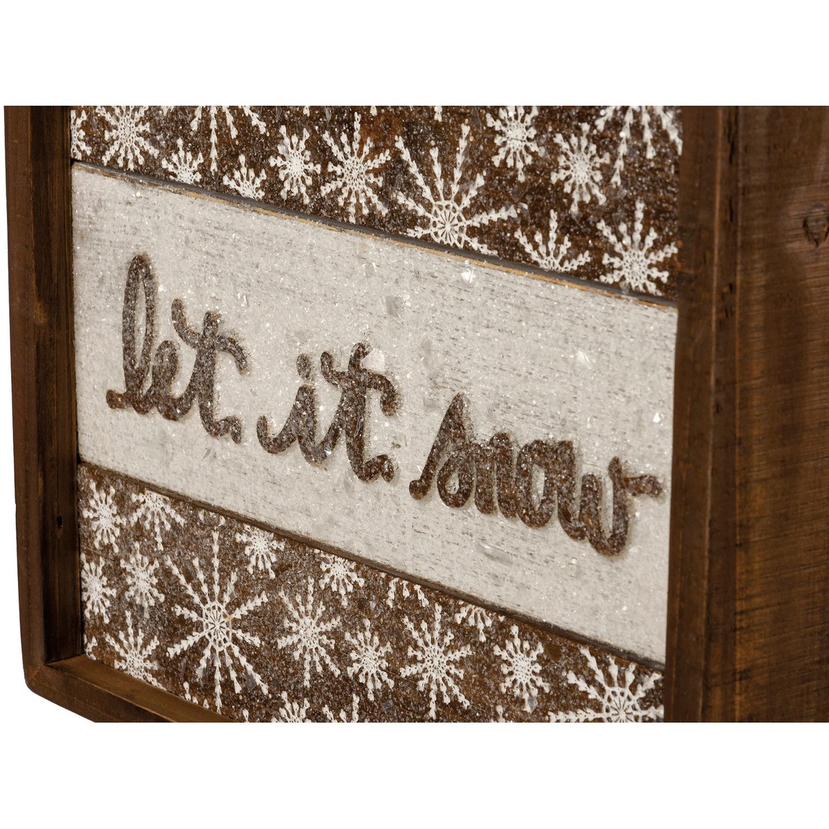 Charming 'Let It Snow' Inset Slat Box Sign - Distressed Cream Winter Decor