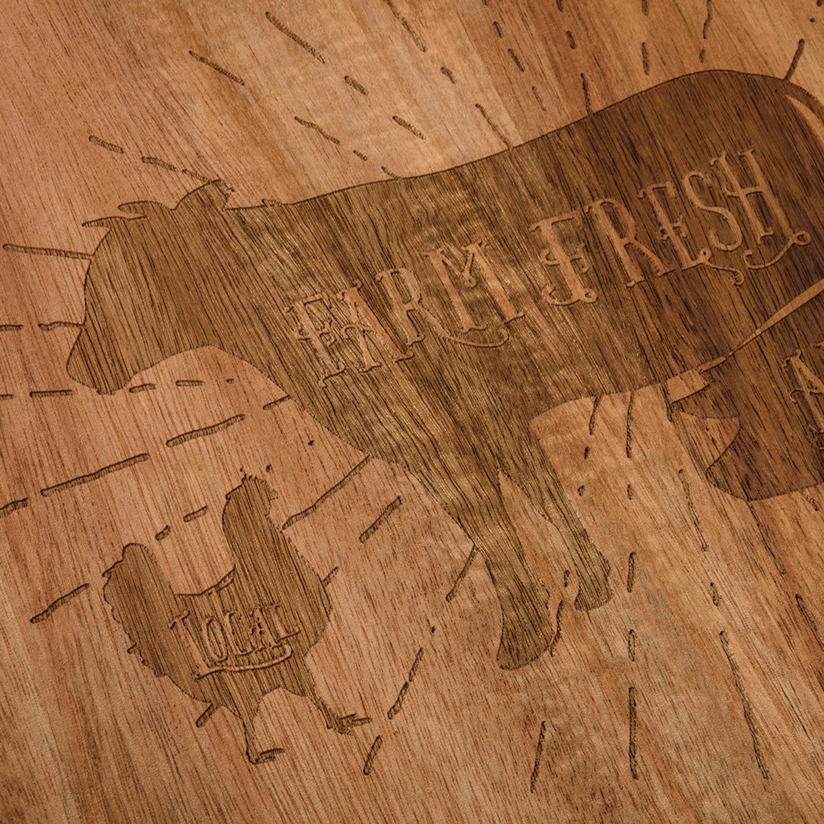 Humorous Farm Animal Acacia Wood Cutting Board for Barbecue Enthusiasts