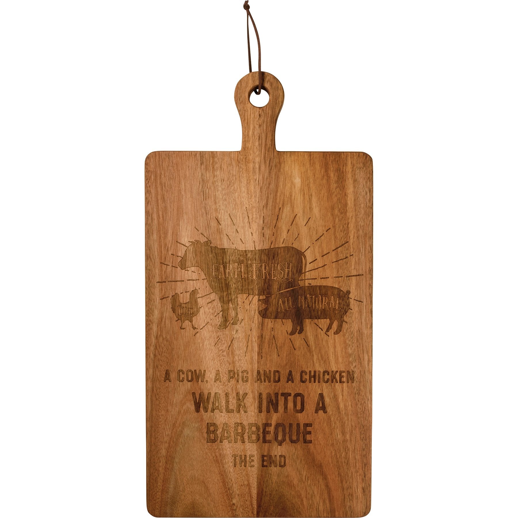 Humorous Farm Animal Acacia Wood Cutting Board for Barbecue Enthusiasts