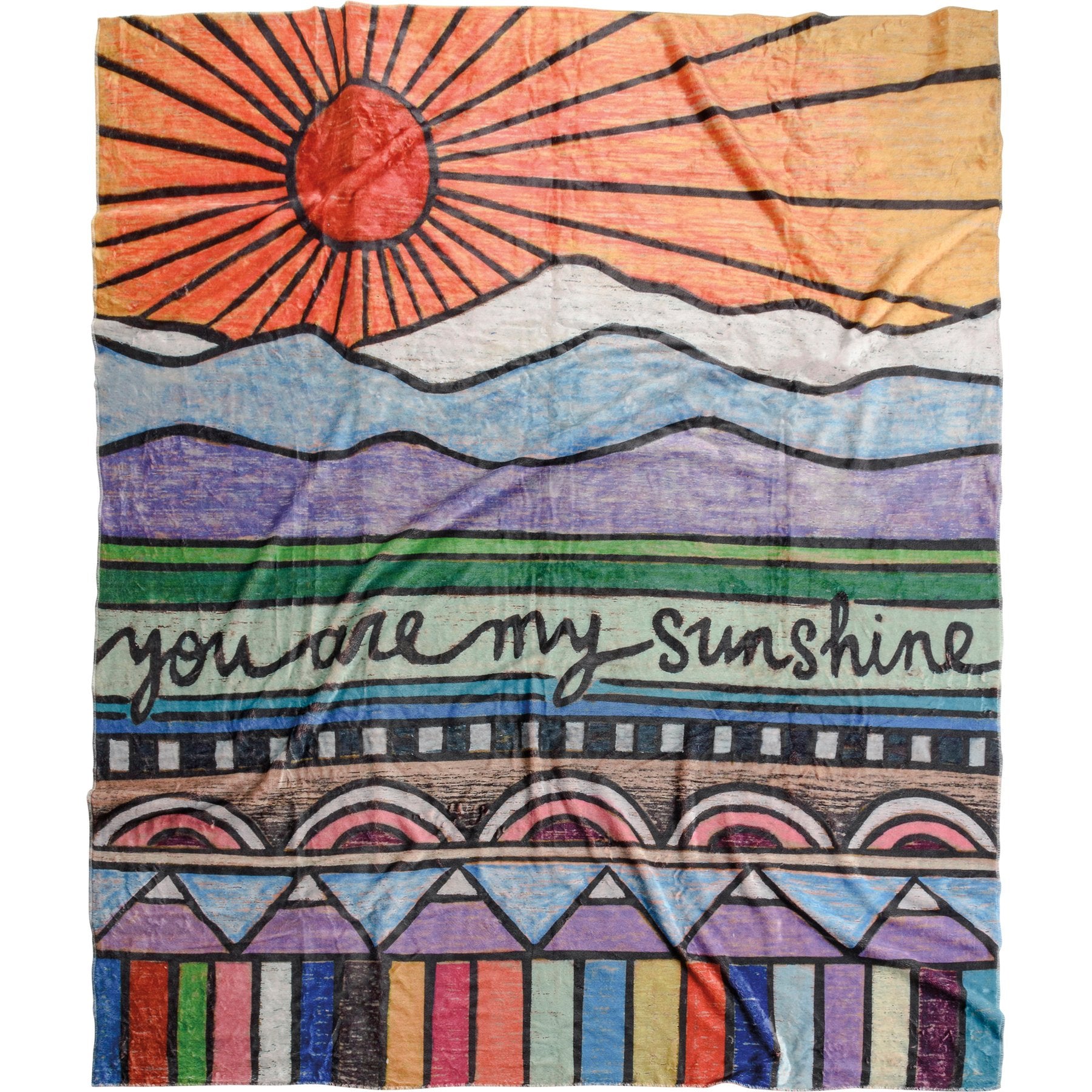 Soft Plush Flannel 'You Are My Sunshine' Woodburned Sentiment Throw Blanket