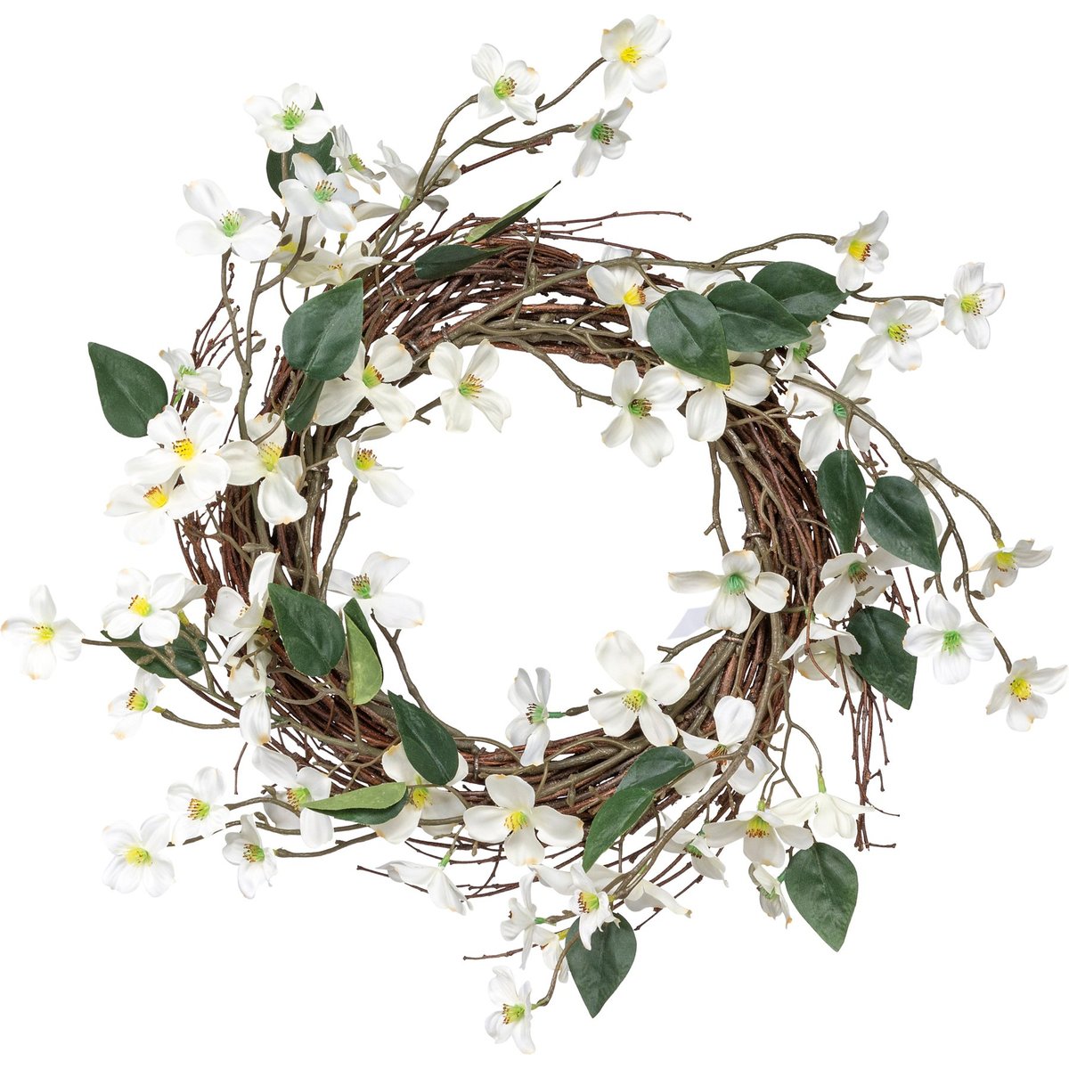 Elegant Dogwood Blossom Wreath - Realistic Floral Home Decor Accent