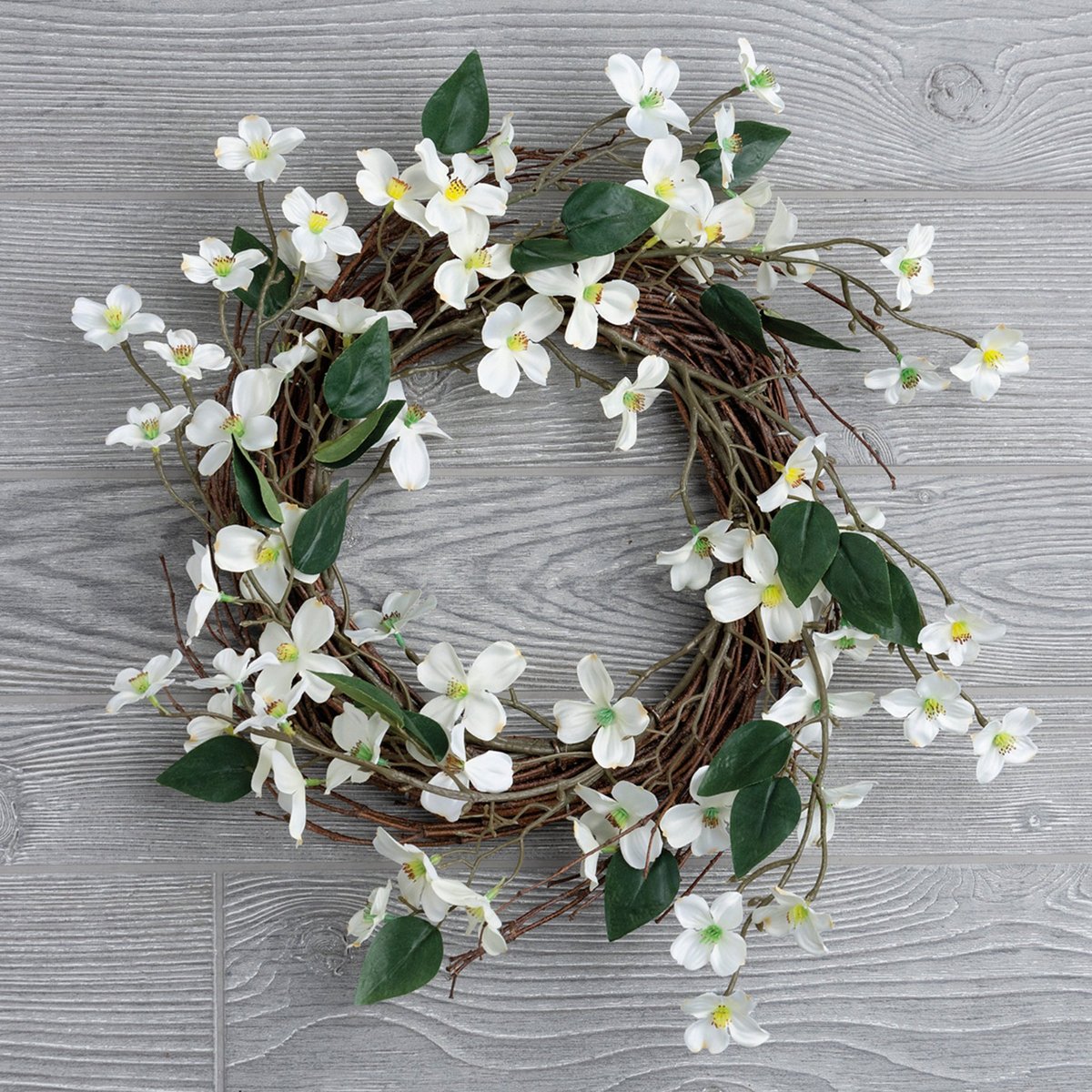 Elegant Dogwood Blossom Wreath - Realistic Floral Home Decor Accent