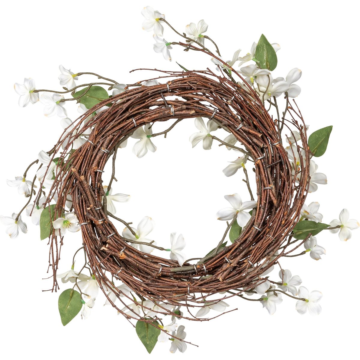 Elegant Dogwood Blossom Wreath - Realistic Floral Home Decor Accent