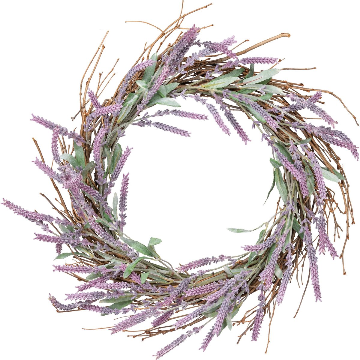 Vibrant Artificial Lavender Wreath for Door or Wall Decor - 20 Inch Floral Home Accent