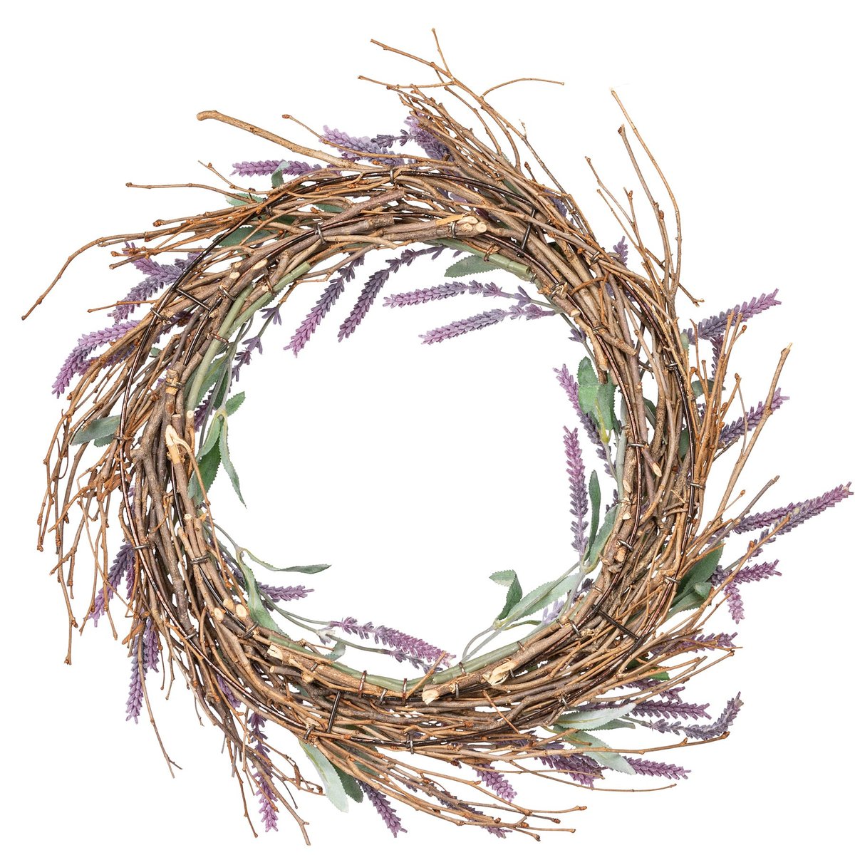 Vibrant Artificial Lavender Wreath for Door or Wall Decor - 20 Inch Floral Home Accent