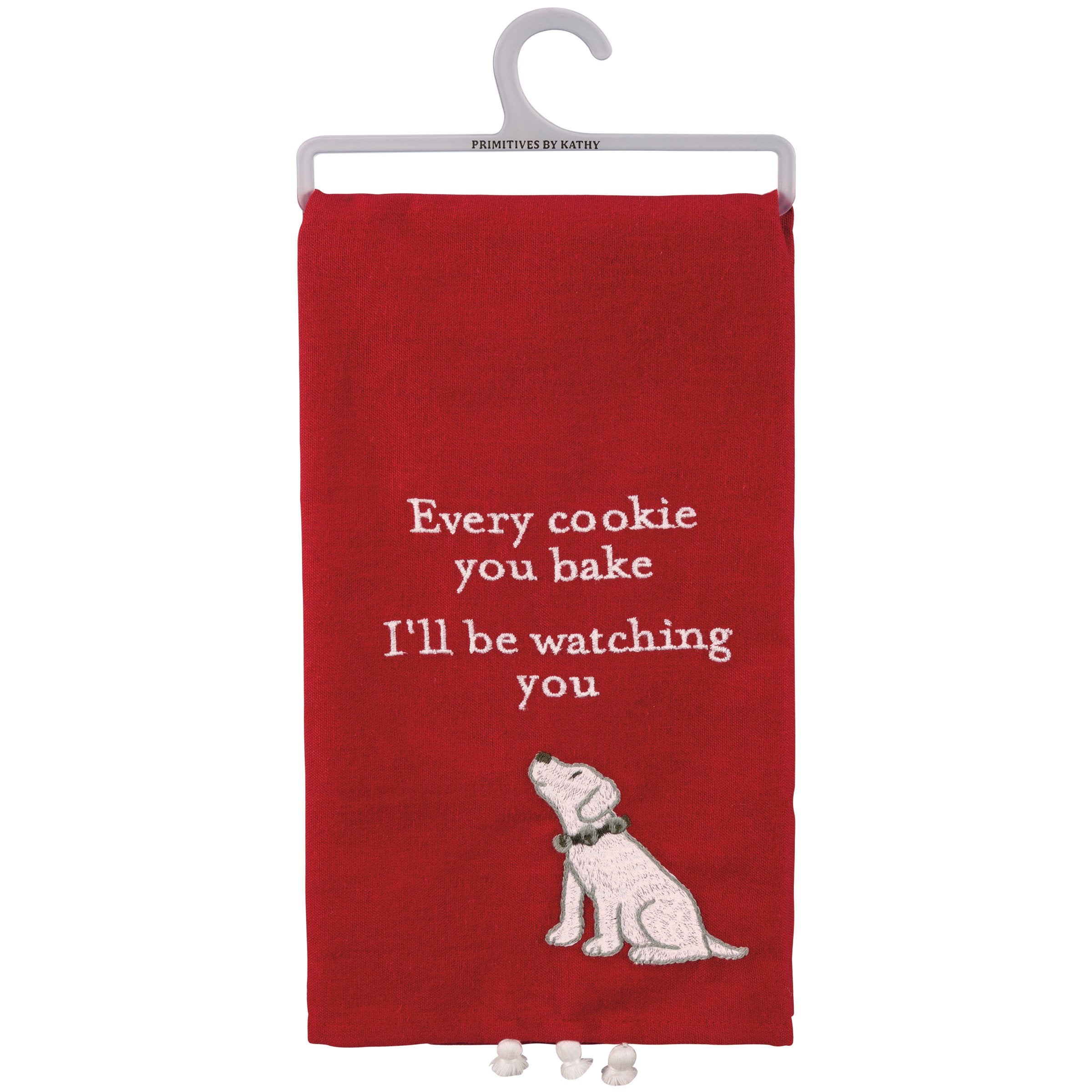 Funny Dog 'Every Cookie I'll Be Watching You' Embroidered Kitchen Towel