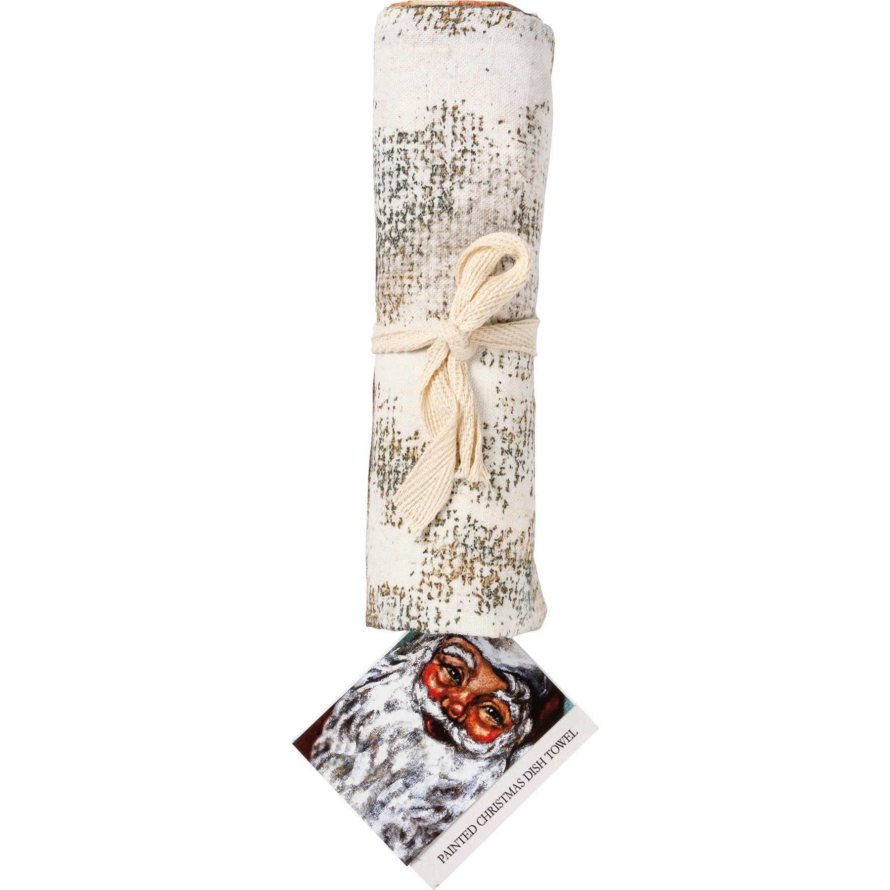 Festive Santa Christmas Kitchen Towel - Woven Cotton Slub Fabric Design