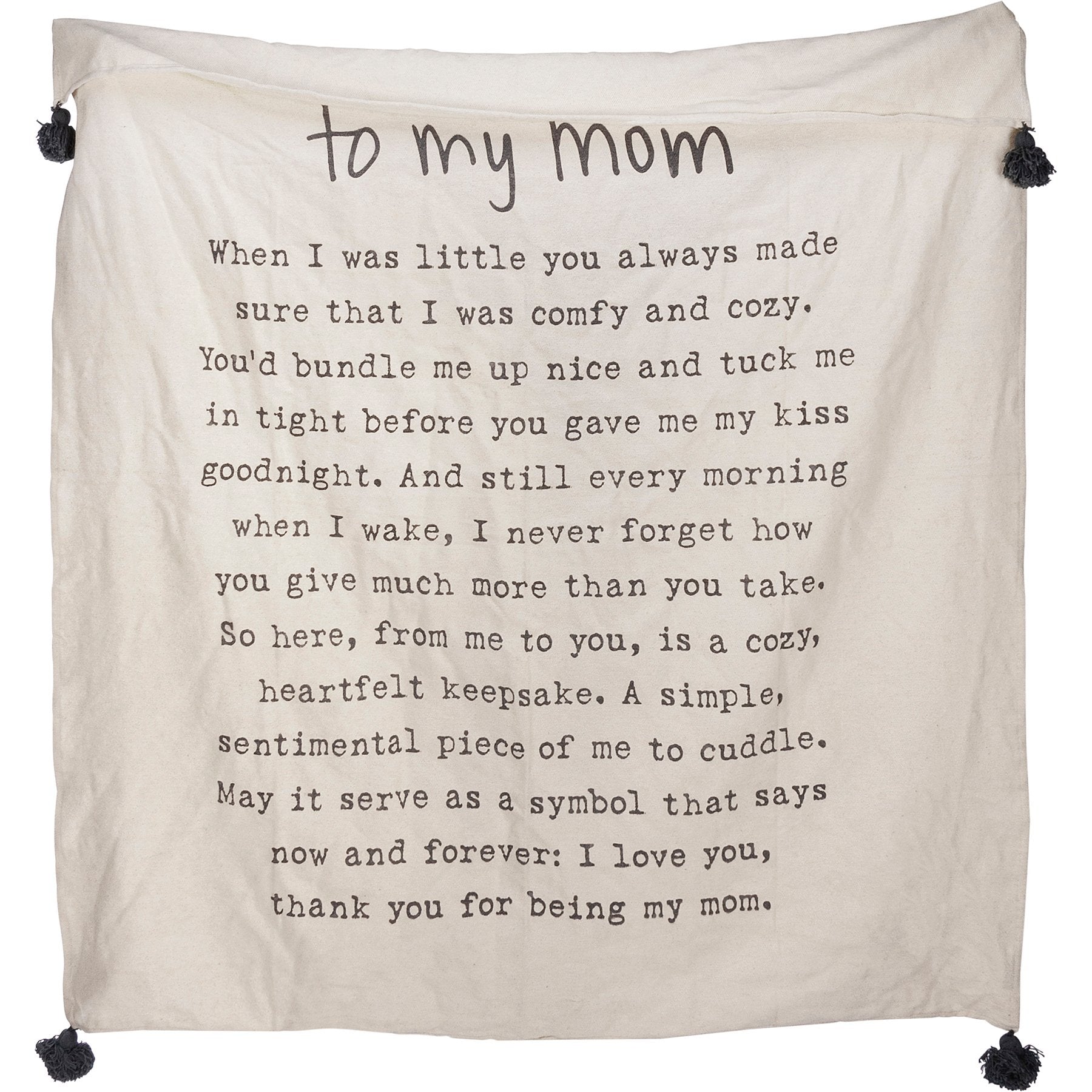 Cozy 'To My Mom' Cotton Throw Blanket with Heartfelt Poem and Tassels