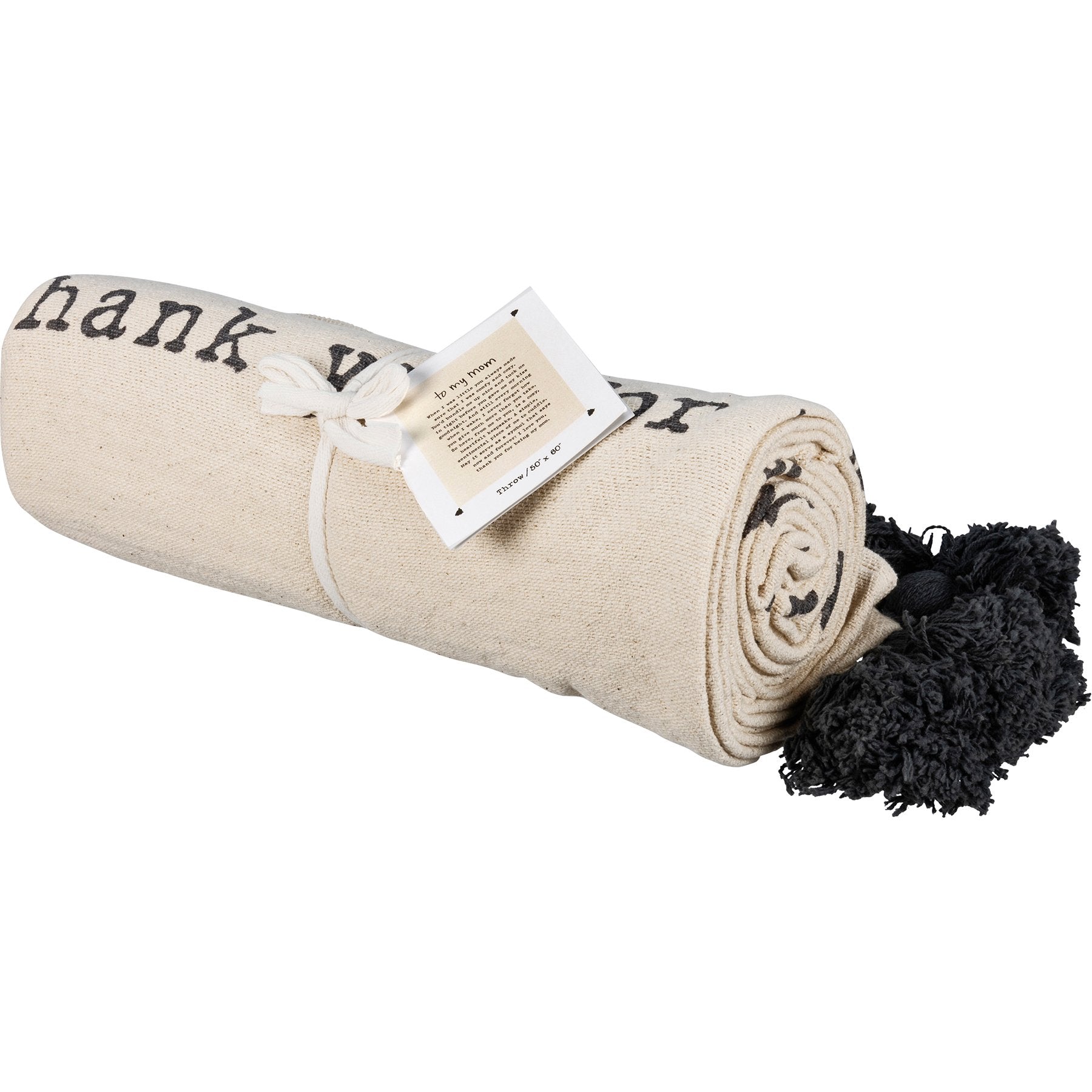 Cozy 'To My Mom' Cotton Throw Blanket with Heartfelt Poem and Tassels