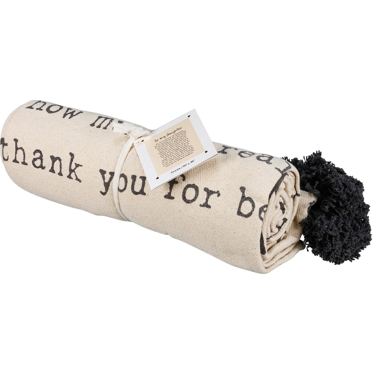 Cozy Cotton Daughter Poem Throw Blanket - Soft, Machine Washable, Tasseled Comfort