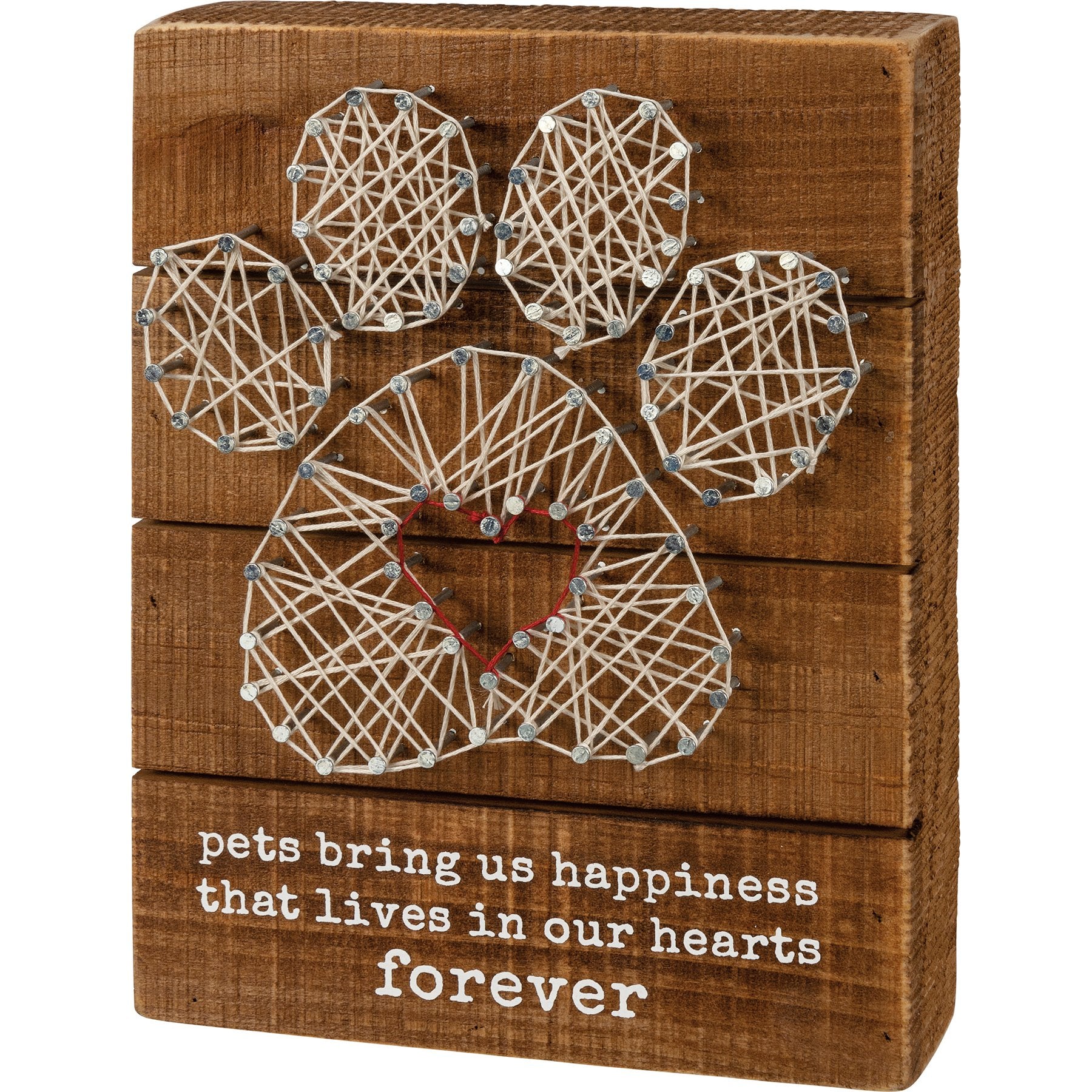 Heartwarming Pet Paw Print String Art Wood Box Sign