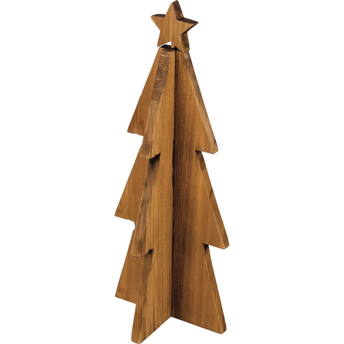 Rustic Wooden Pine Christmas Tree Set with Star Accents, Holiday Decor